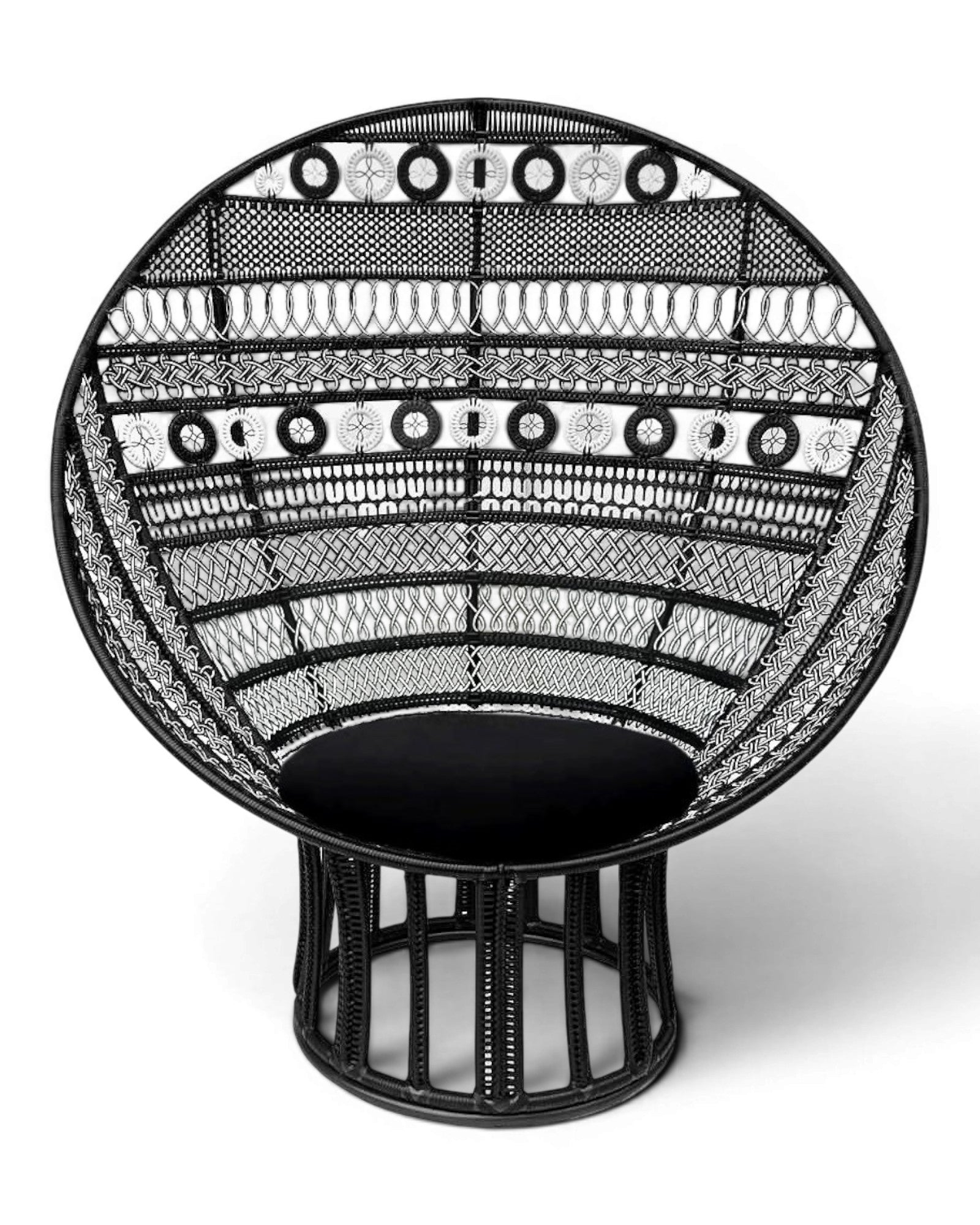 Lunar Chair Frame: Aluminum Weave: Black - White PE Normal Foam Fabric: Brown Muk ( Outdoor ) - Surround Living - 3