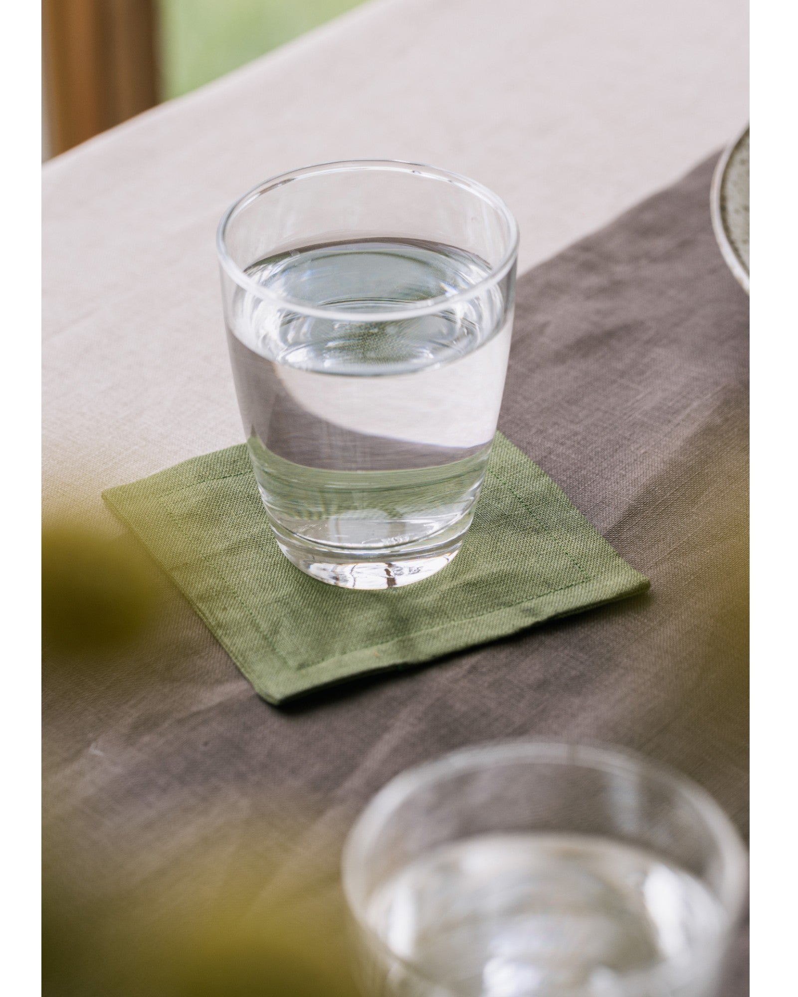 Pine Green Classic Linen Coaster - Set of 4