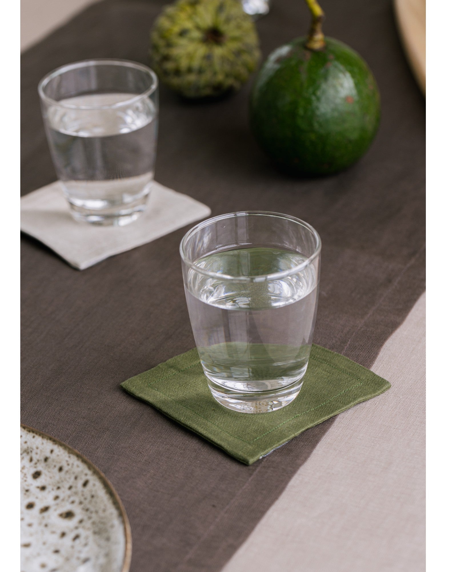 Pine Green Classic Linen Coaster - Set of 4