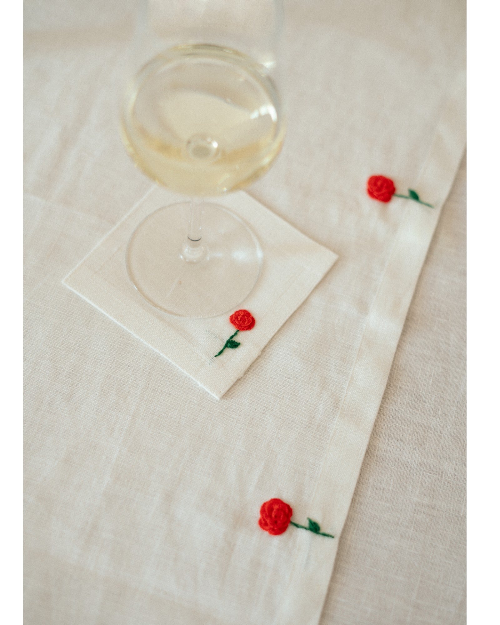 Rose Embroidery Coaster - Set of 4