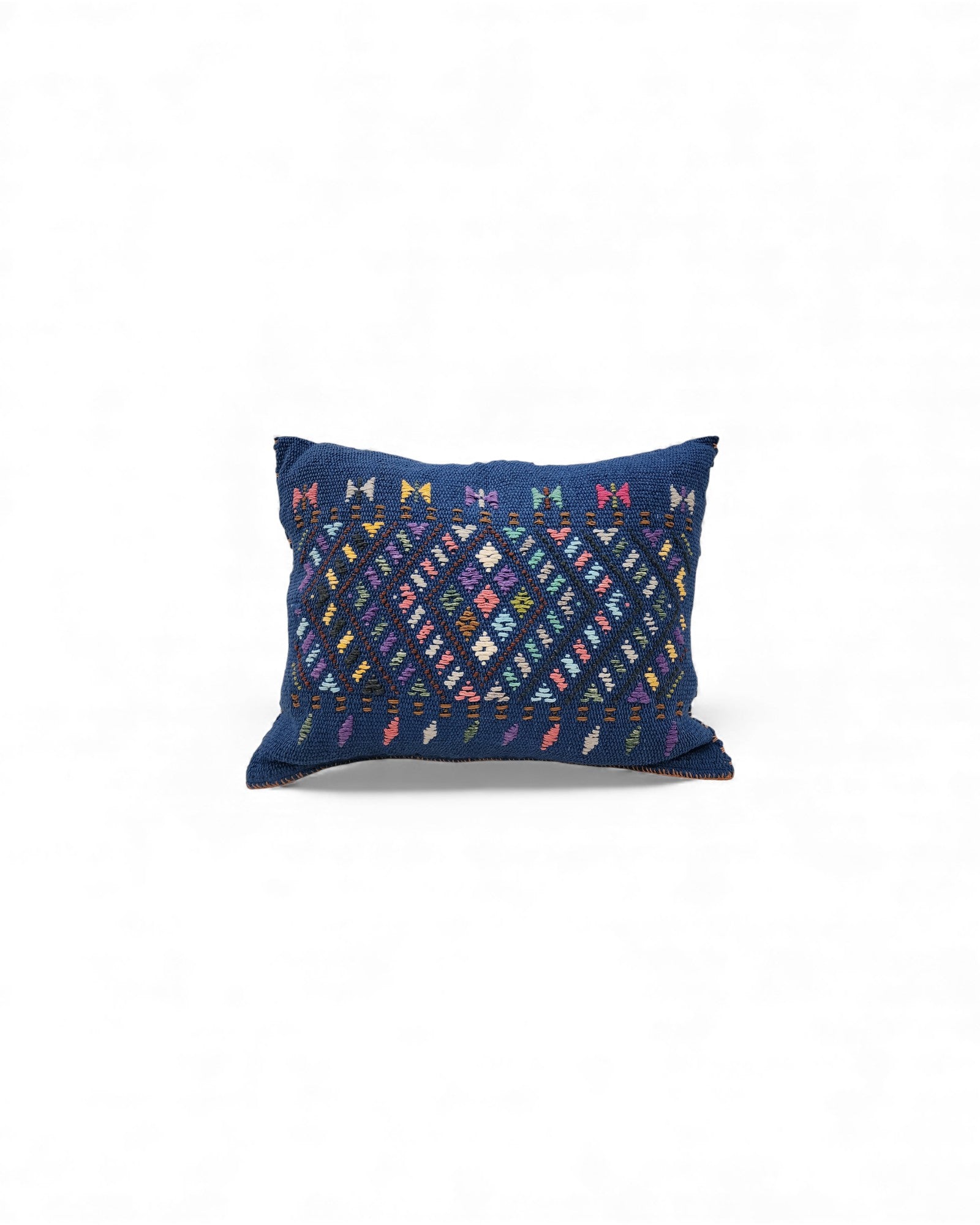 Handwoven Waist-Loom Cushion with Lisu Motif Centre - Deep Blue
