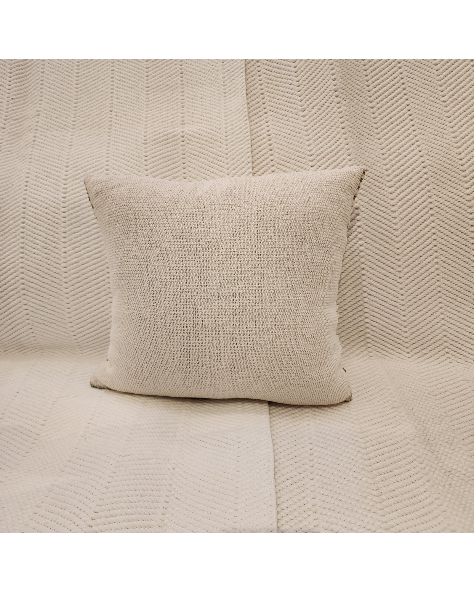 Handwoven Waist Loom Weave Cushion - White