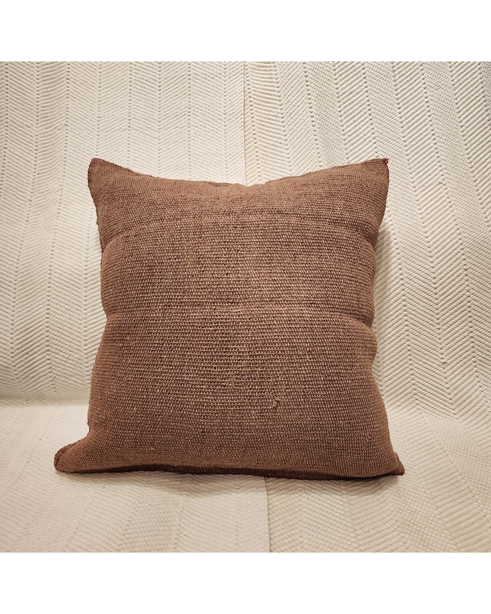Handwoven Waist Loom Weave Cushion - Tan