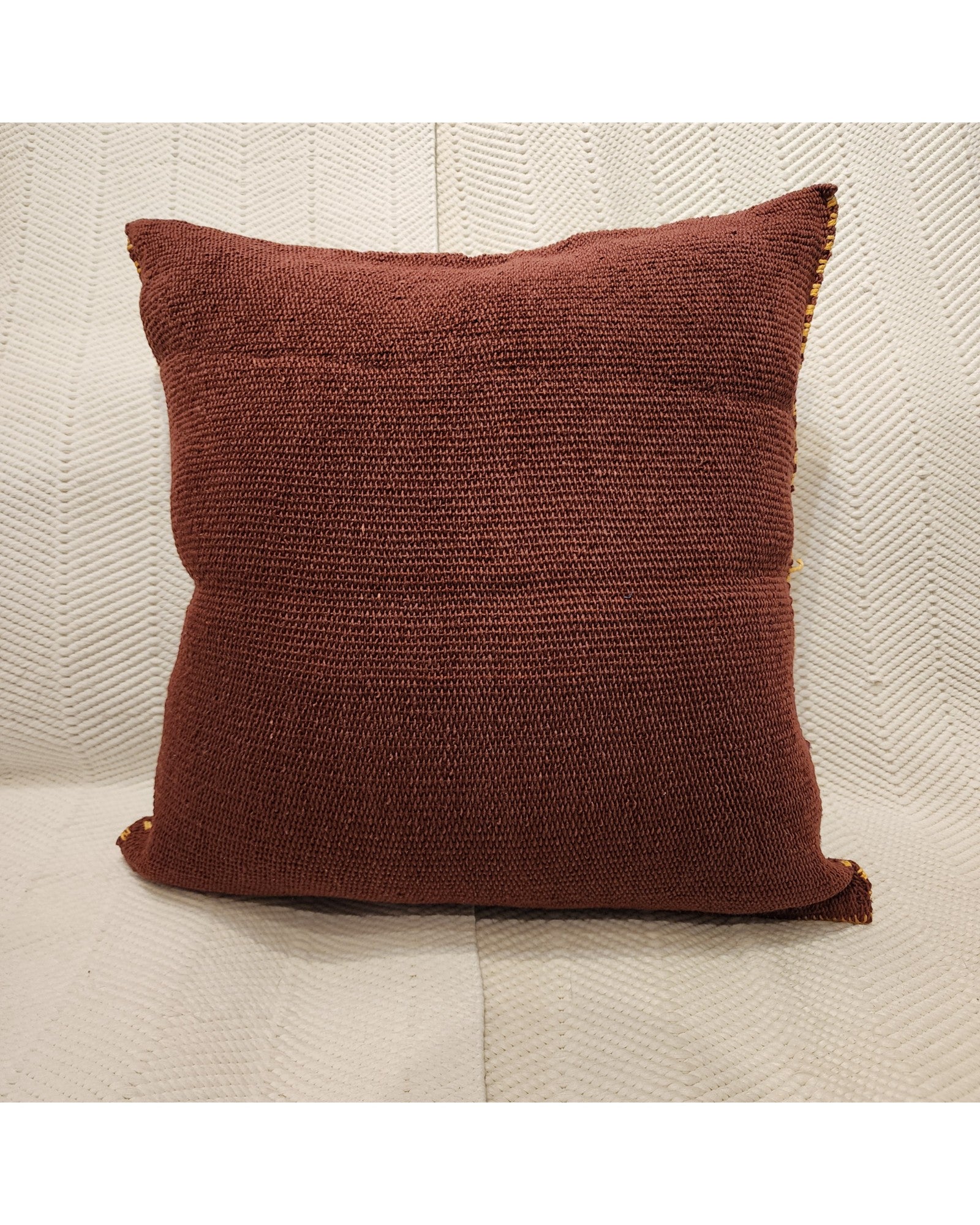 Handwoven Waist Loom Weave Cushion - Dark Brown
