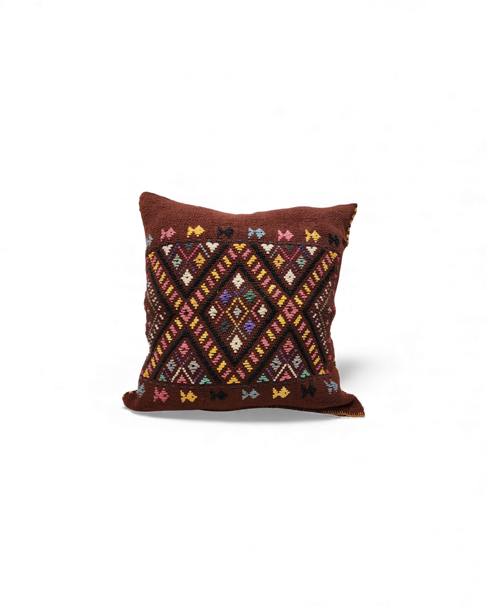 Handwoven Waist Loom Weave Cushion - Dark Brown