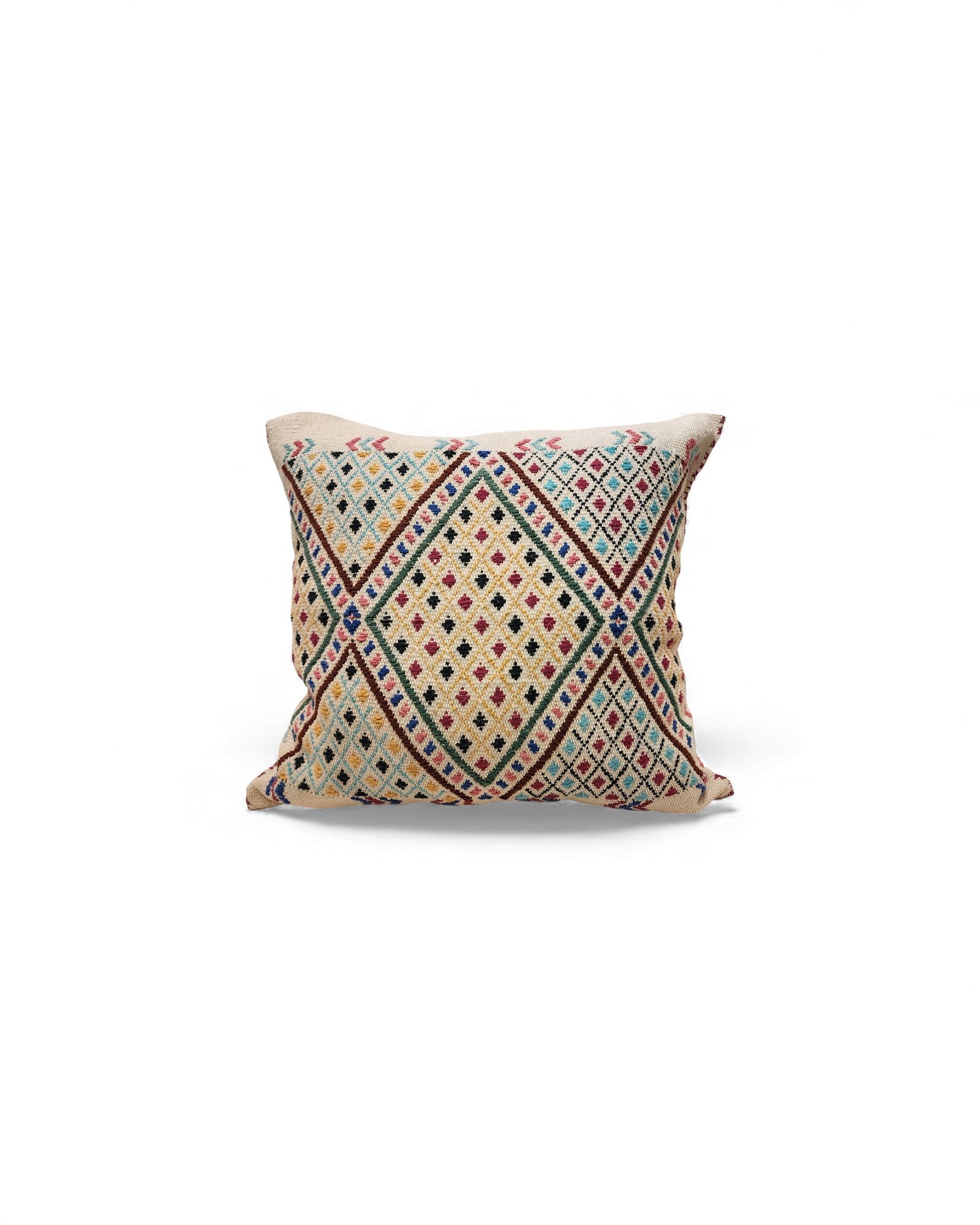 Handwoven Waist Loom Weave Cushion- Baby Yellow & Cream