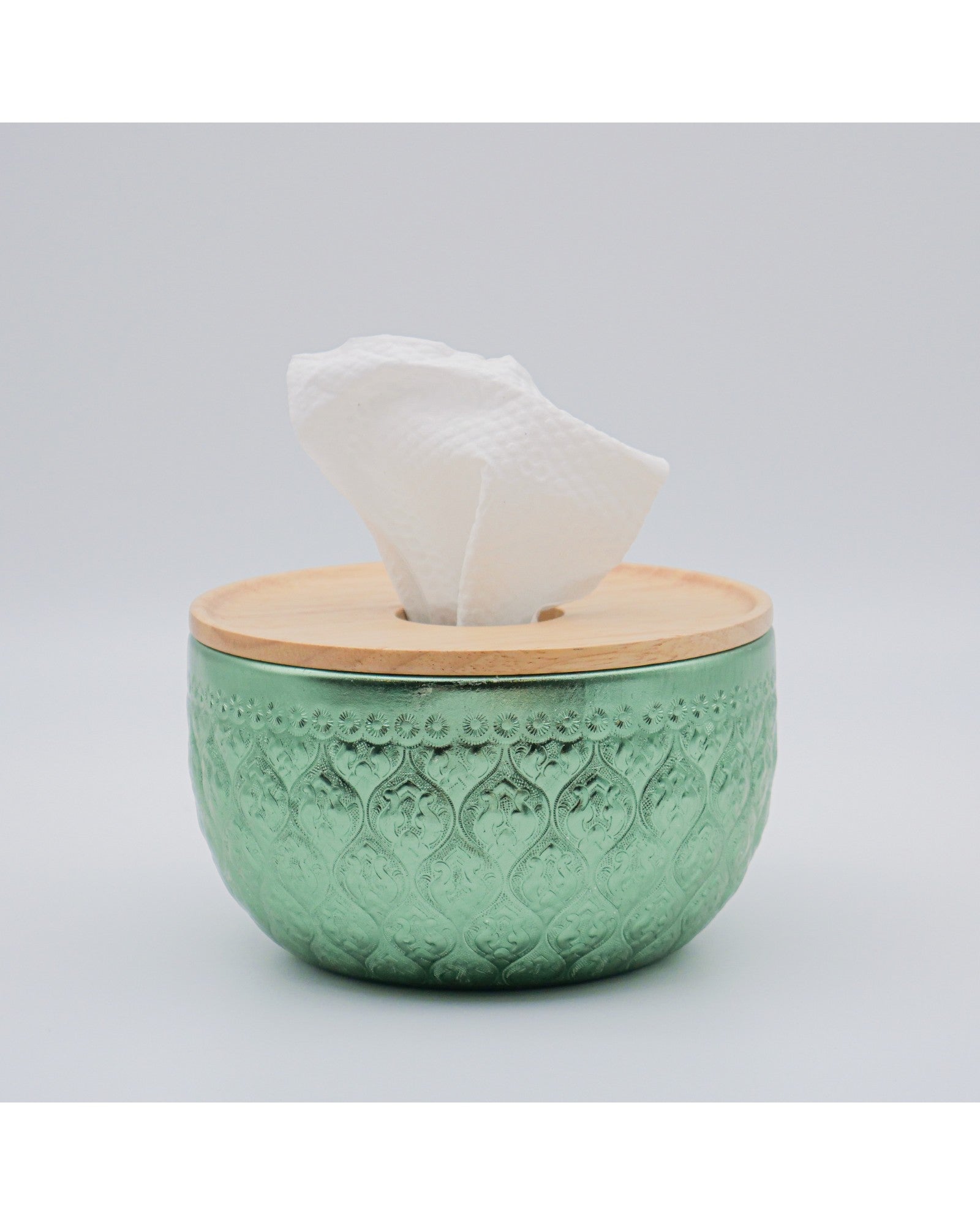 Suchai Pop Up Thai Embossed Aluminium Bowl Tissue Holder - 14cm