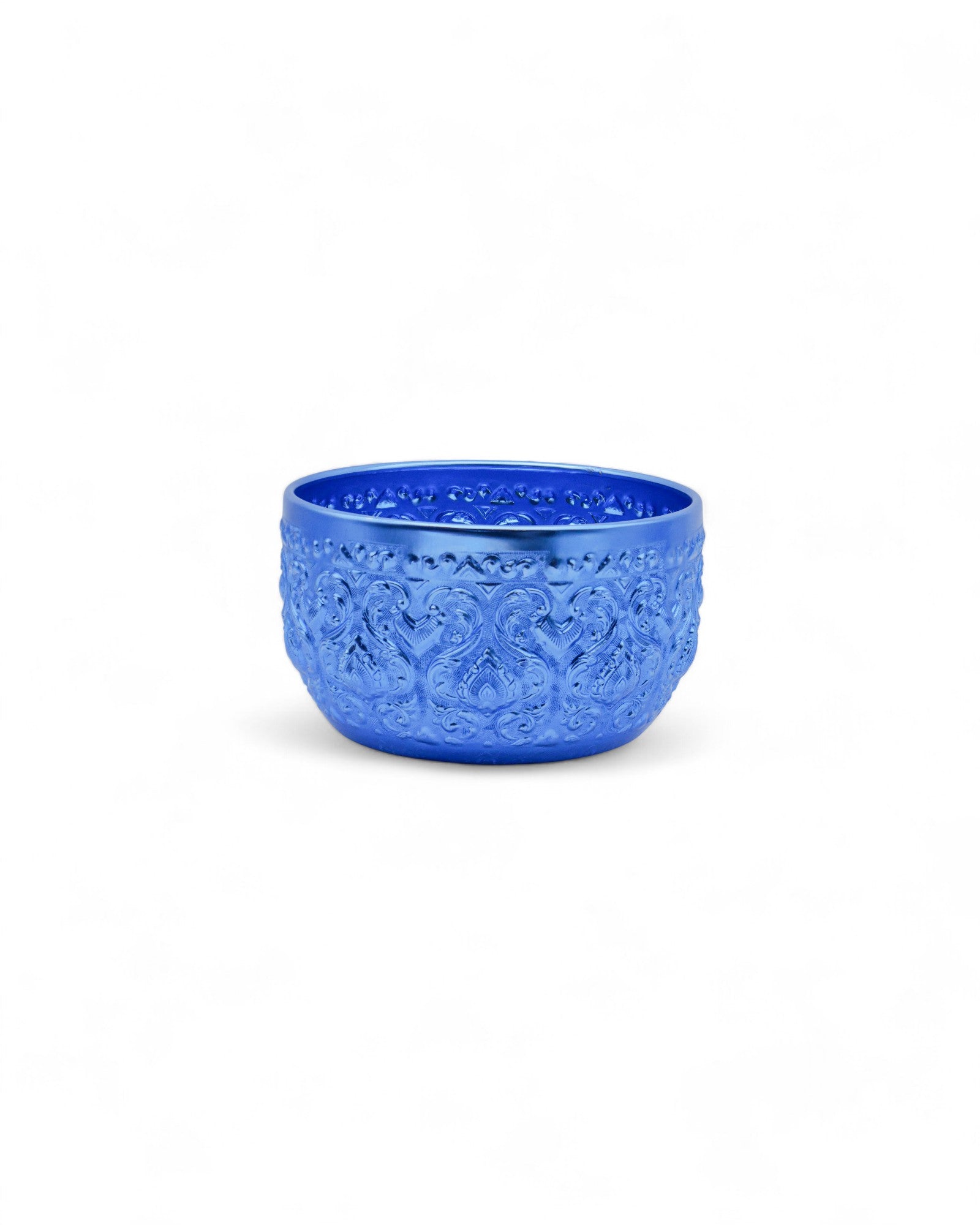 Thai Embossed Aluminium Bowl (M) - 22cm, Green