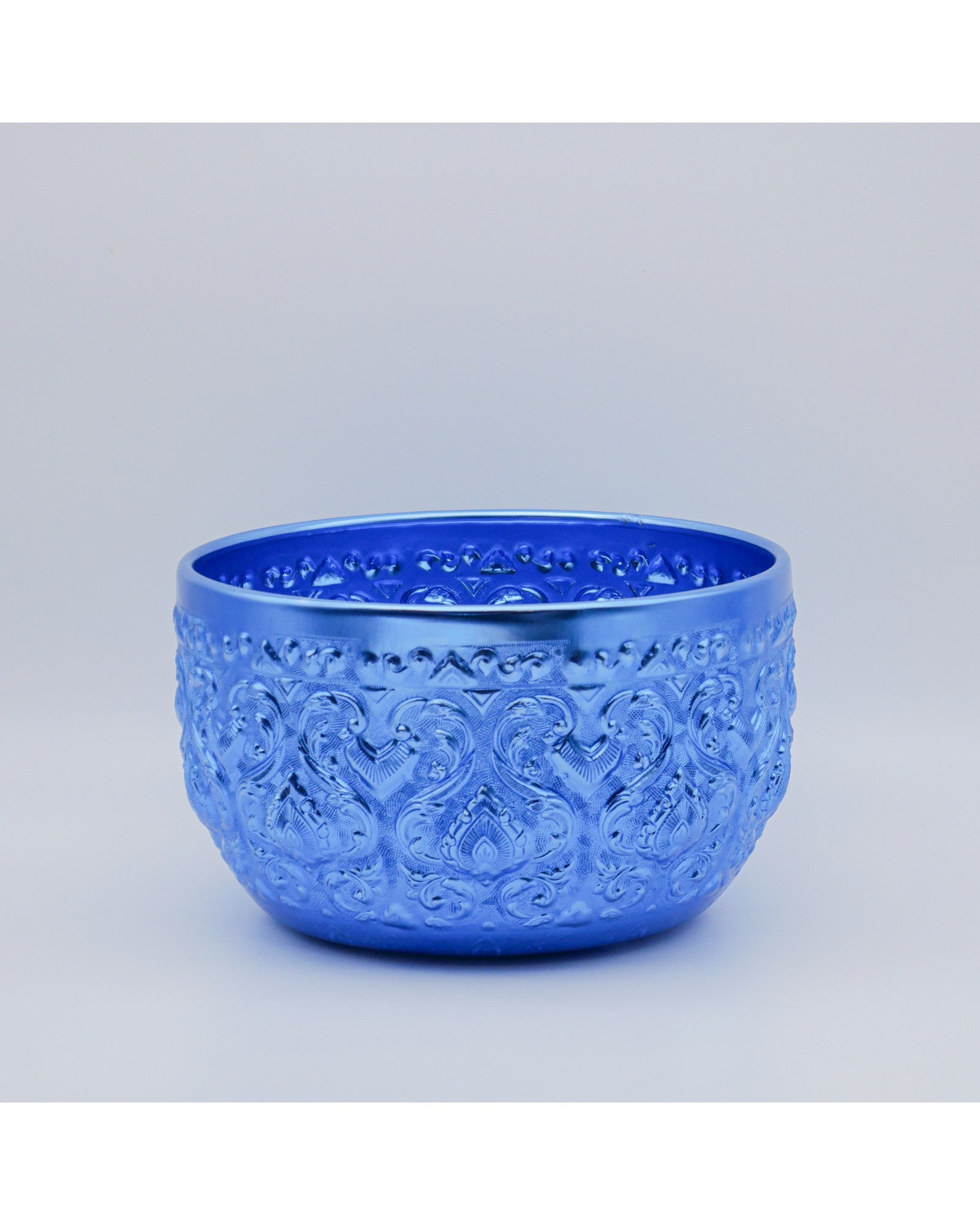 Thai Embossed Aluminium Bowl (M) - 22cm, Green