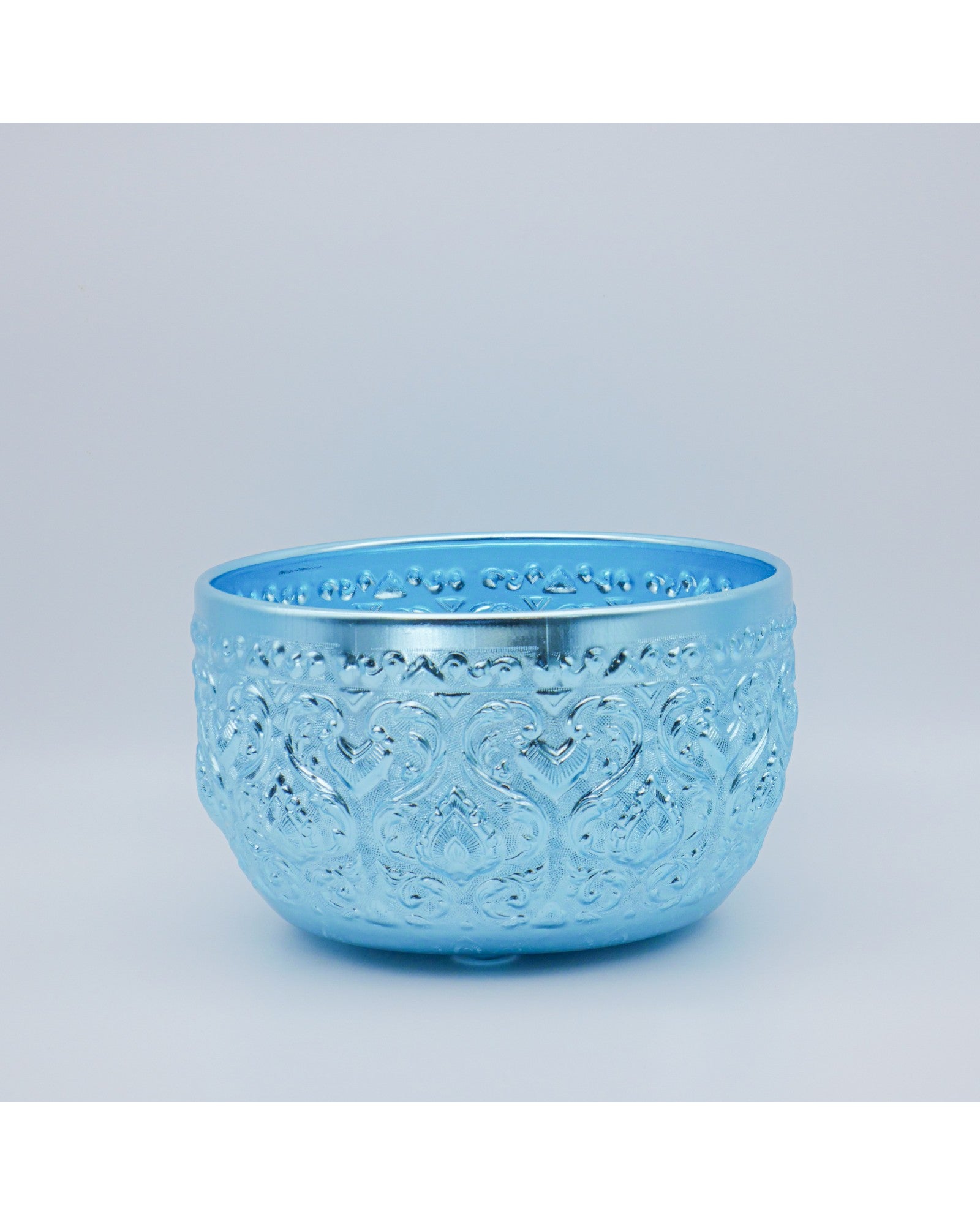 Thai Embossed Aluminium Bowl (M) - 22cm, Green