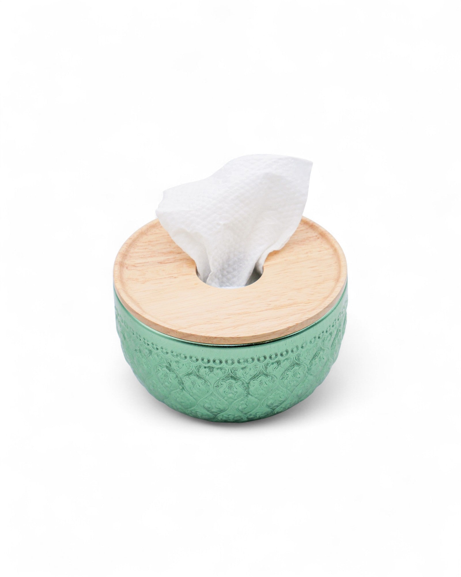 Suchai Pop Up Thai Embossed Aluminium Bowl Tissue Holder - 14cm