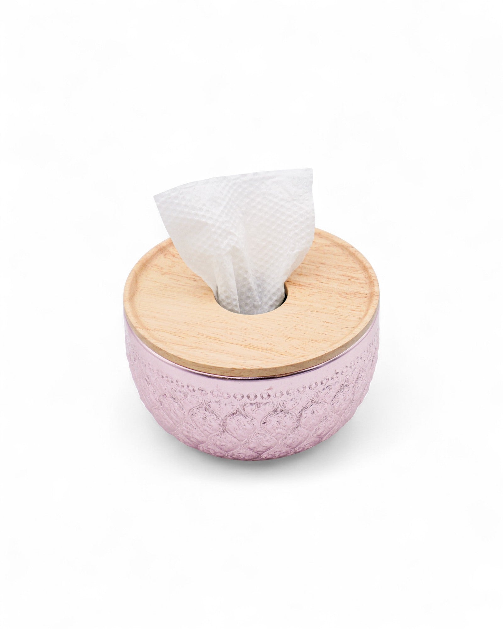 Suchai Pop Up Thai Embossed Aluminium Bowl Tissue Holder - 14cm
