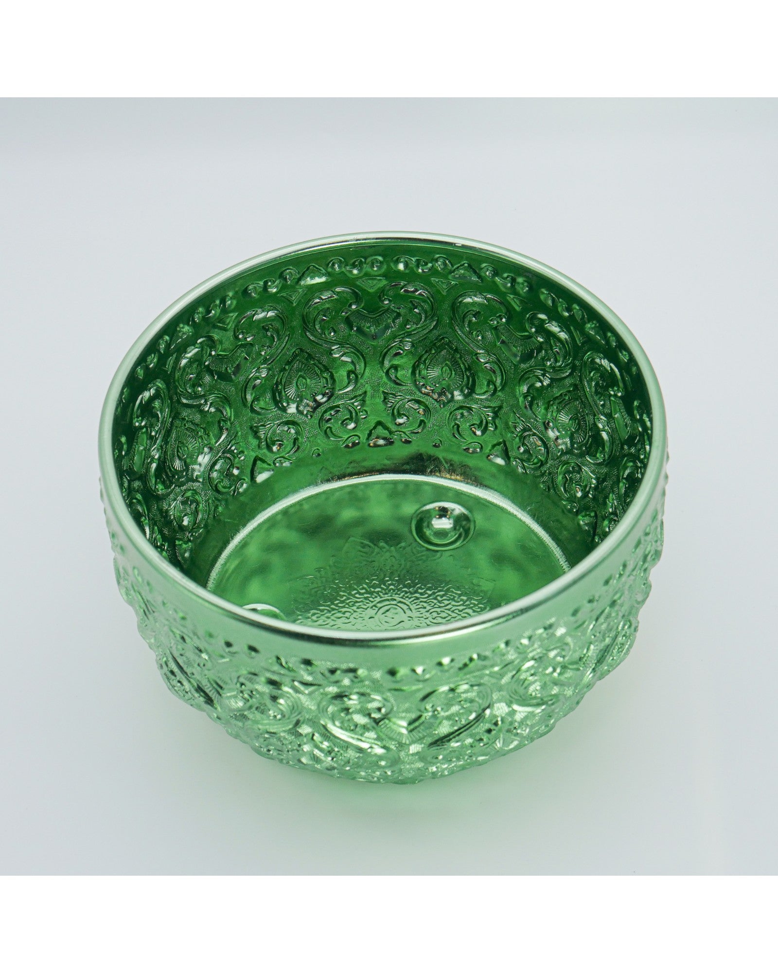Thai Embossed Aluminium Bowl (M) - 22cm, Green