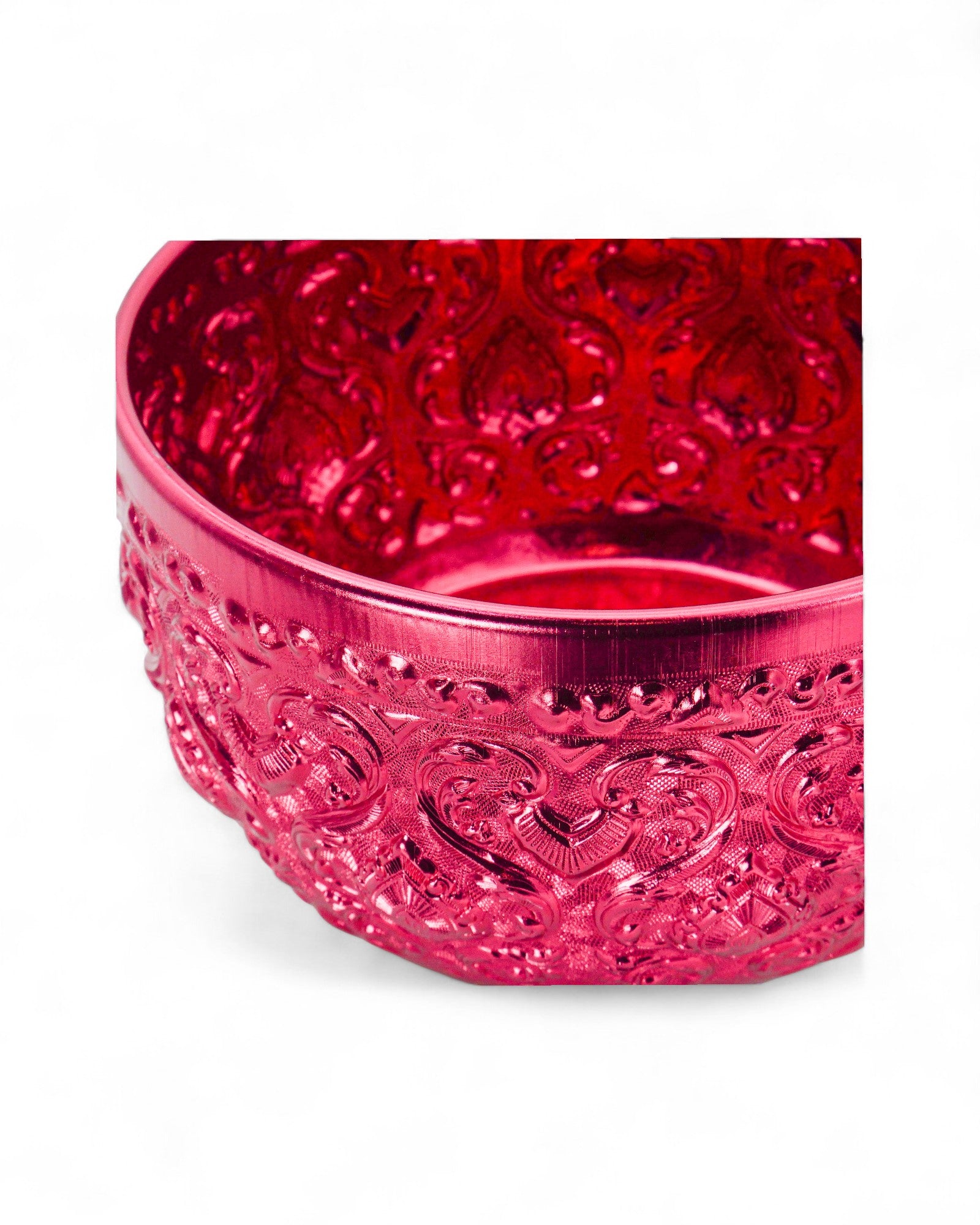 Thai Embossed Aluminium Bowl (M) - 22cm, Green