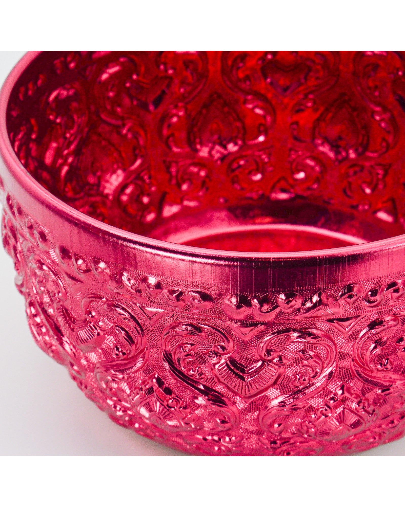 Thai Embossed Aluminium Bowl (M) - 22cm, Green