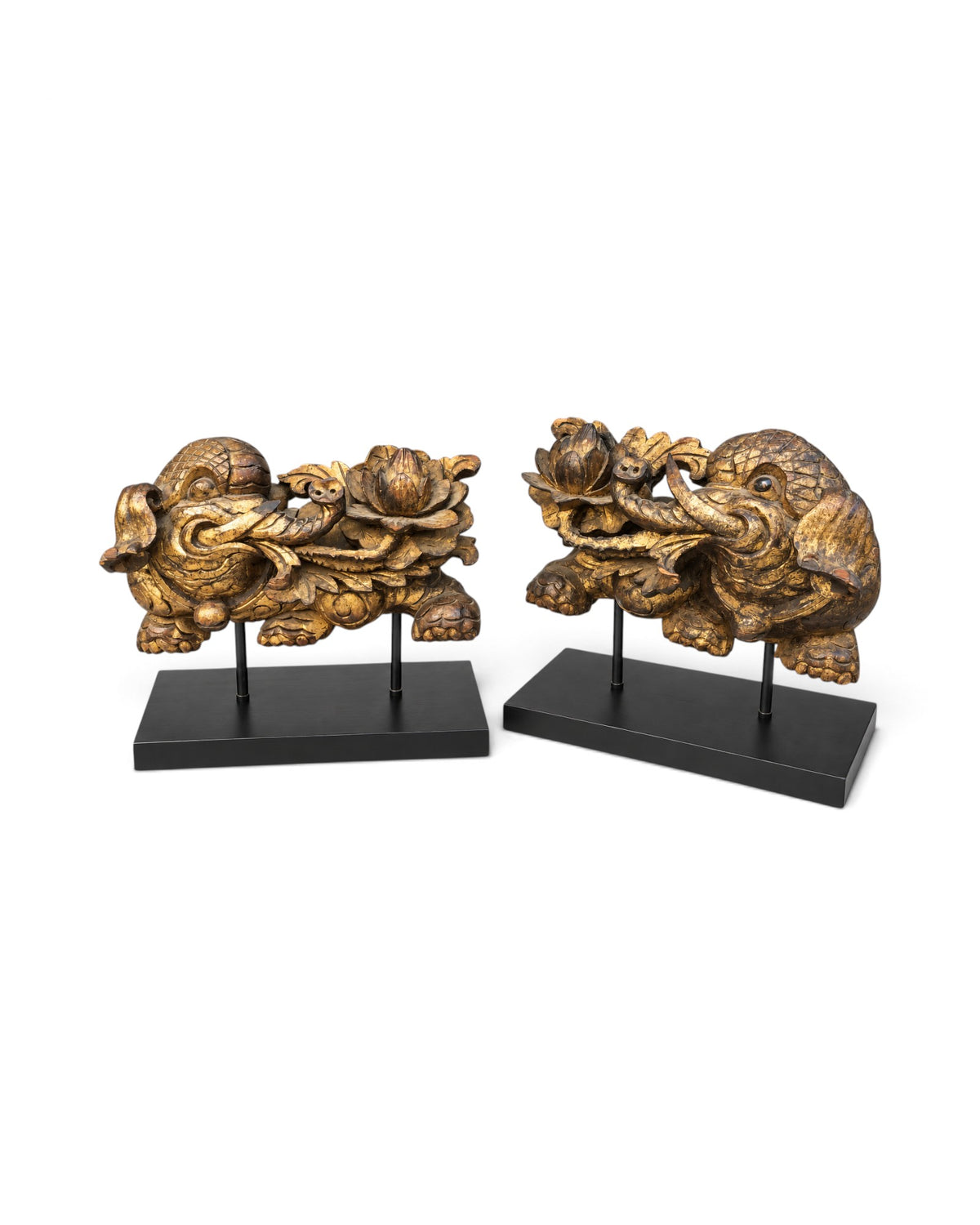 Pair Of Gilded Chinese Wood Carvings