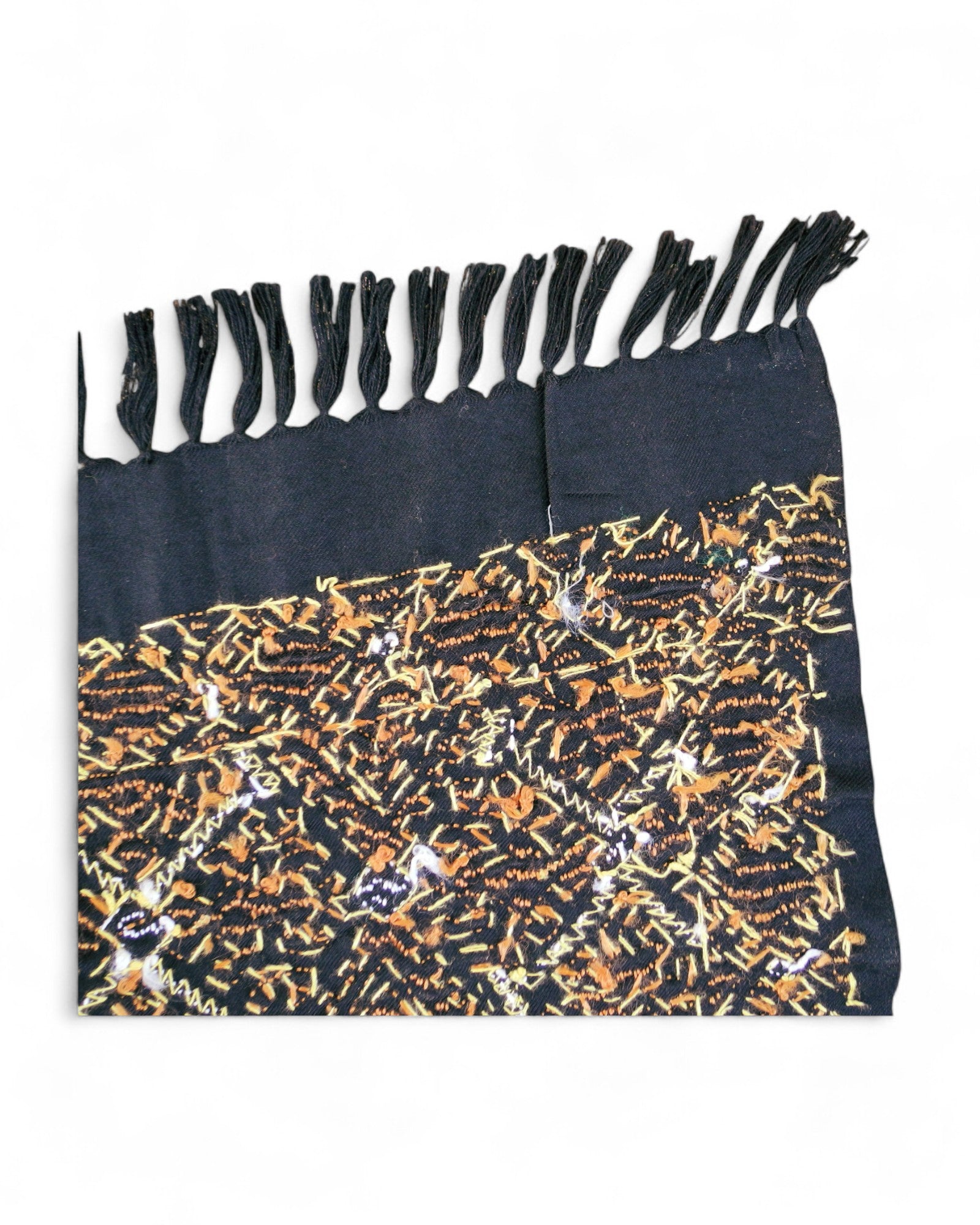 Hand-Embroidered Swati Silk-on-Wool Shawl