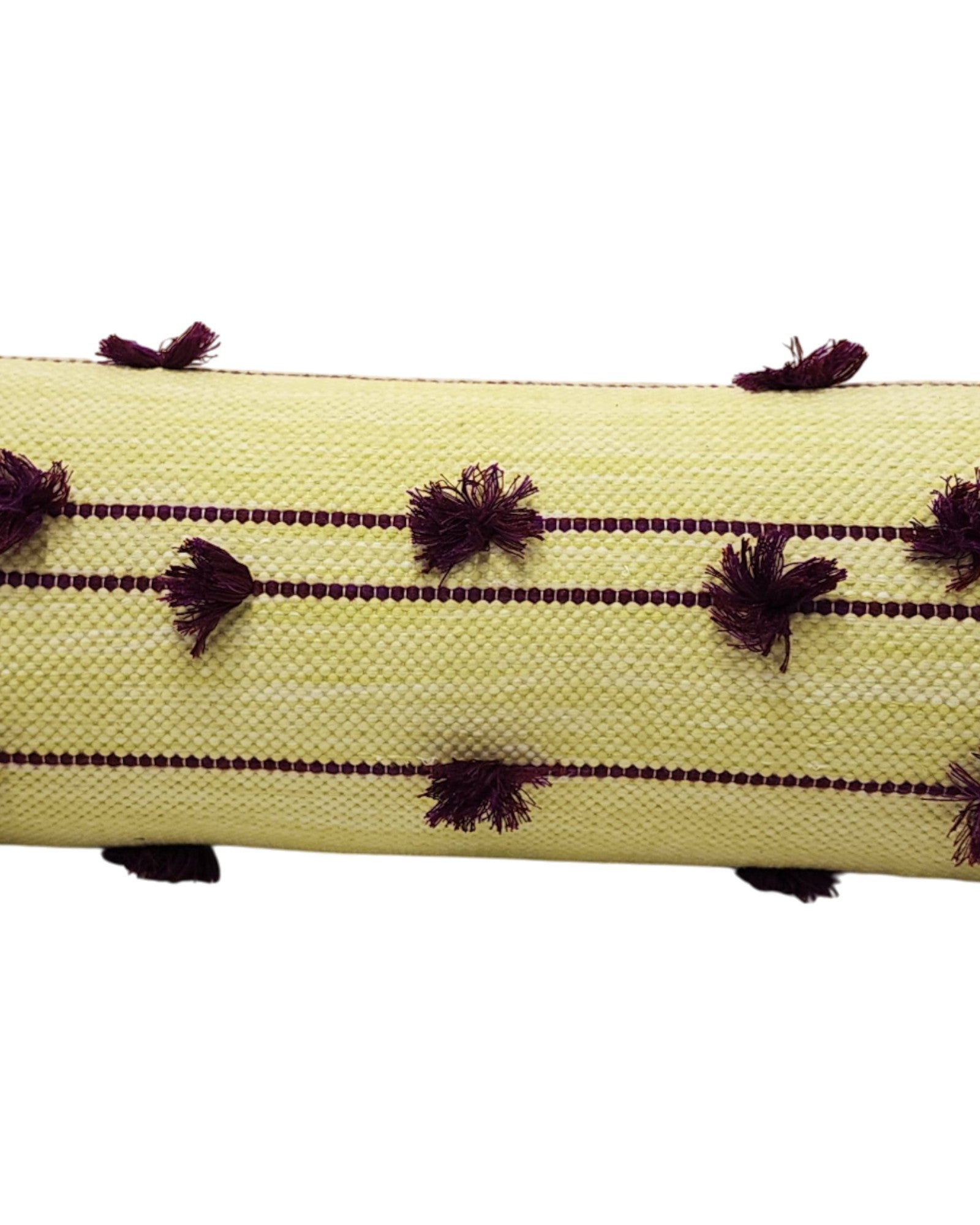 Cylindral Bolster Pillow - Yellow & Dark Purple