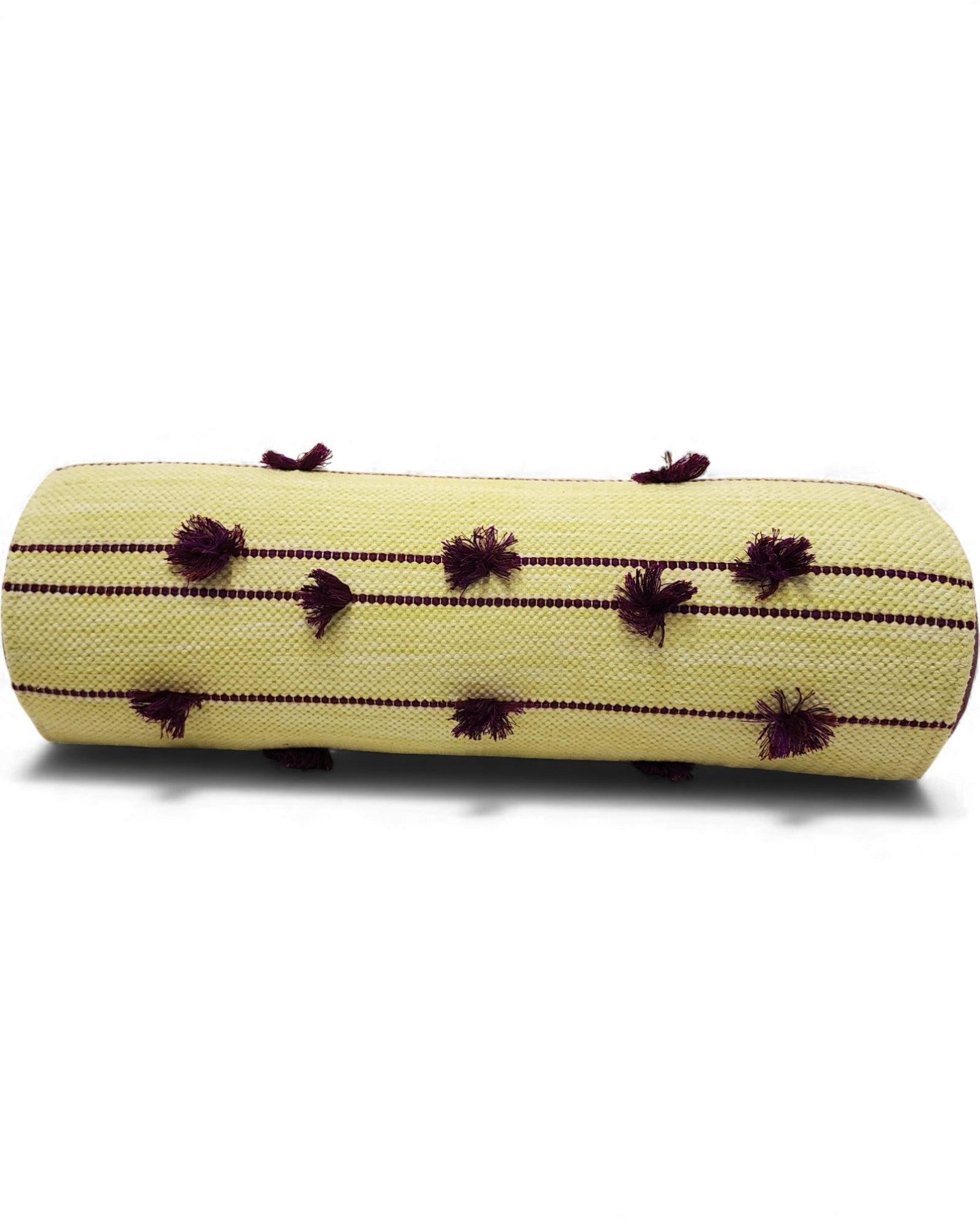 Cylindral Bolster Pillow - Yellow & Dark Purple