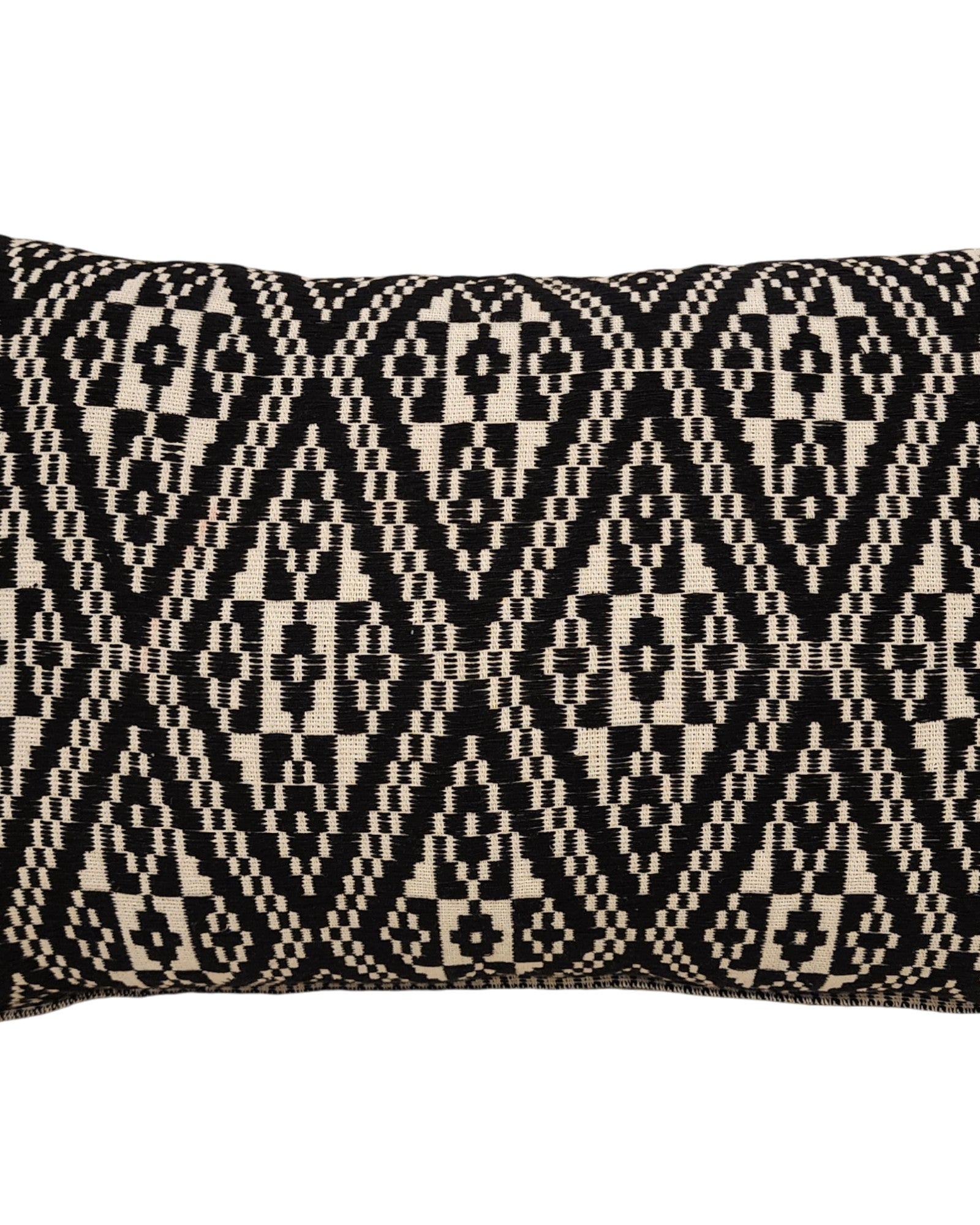 Handwoven Khit Lumbar Cushion - Black & Cream