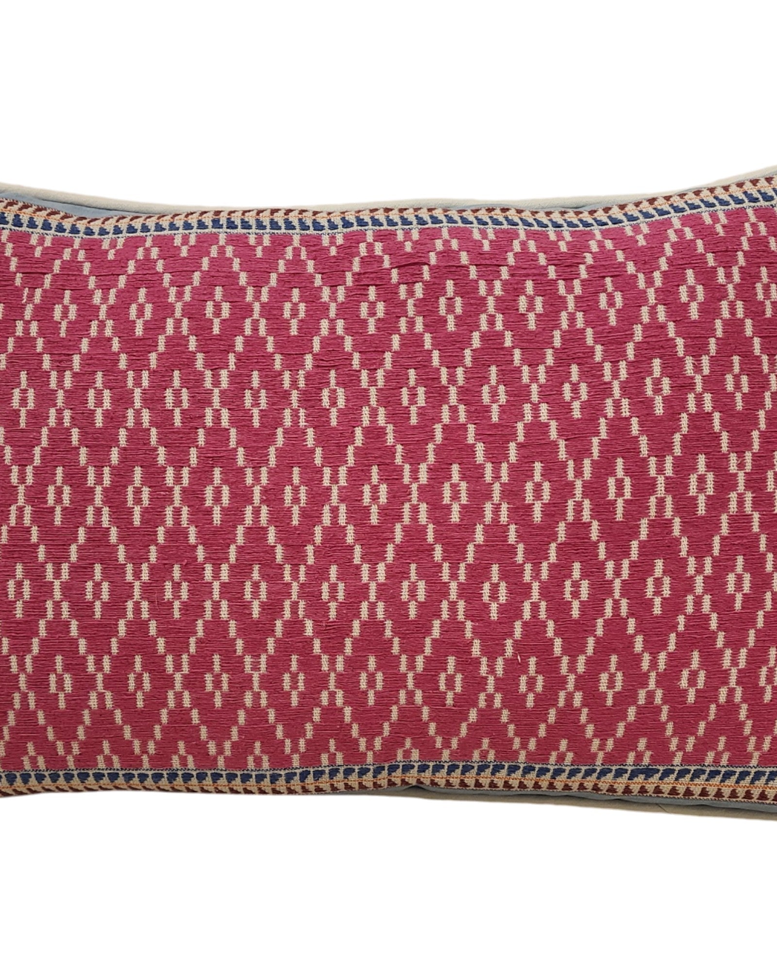 Handwoven Khit Lumbar Cushion - Pink & Baby Blue