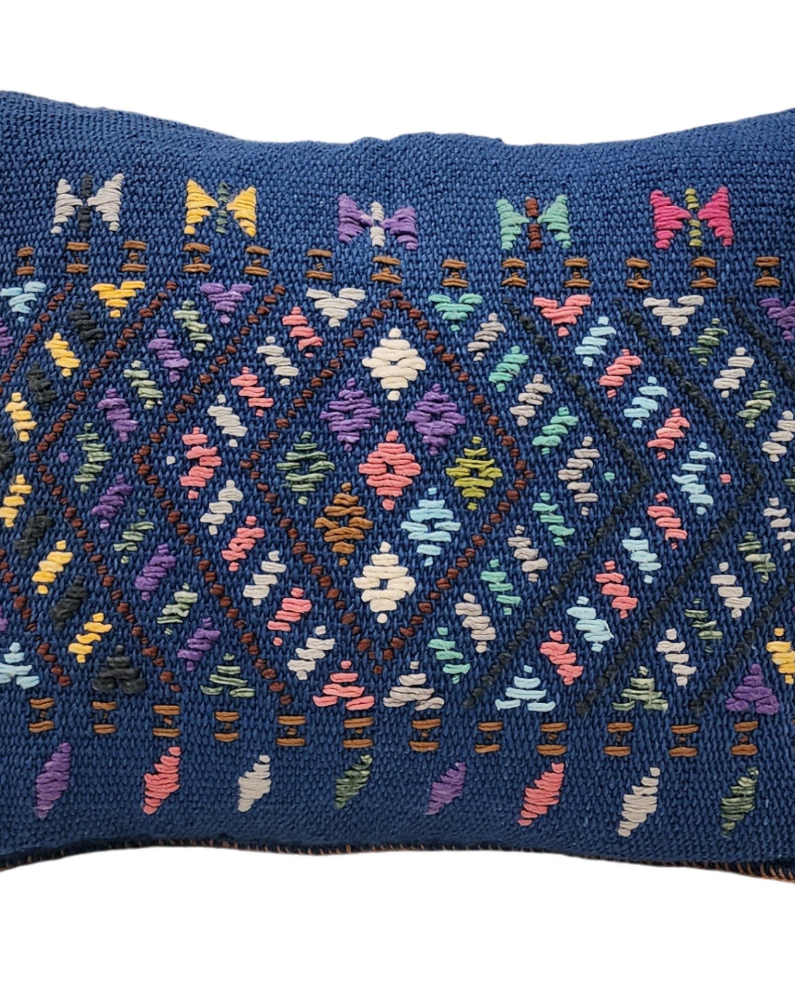 Handwoven Waist-Loom Cushion with Lisu Motif Centre - Deep Blue
