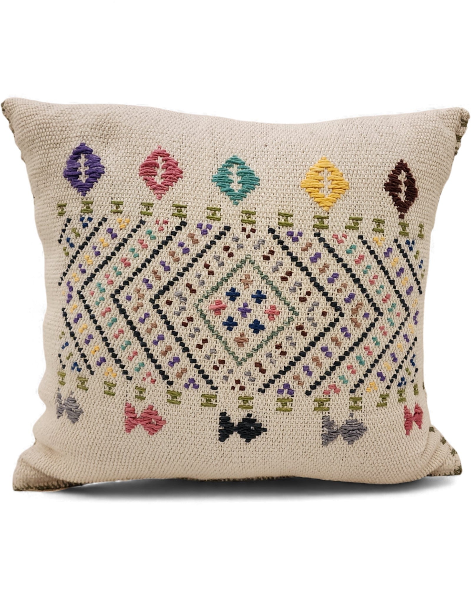 Handwoven Waist Loom Weave Cushion - White