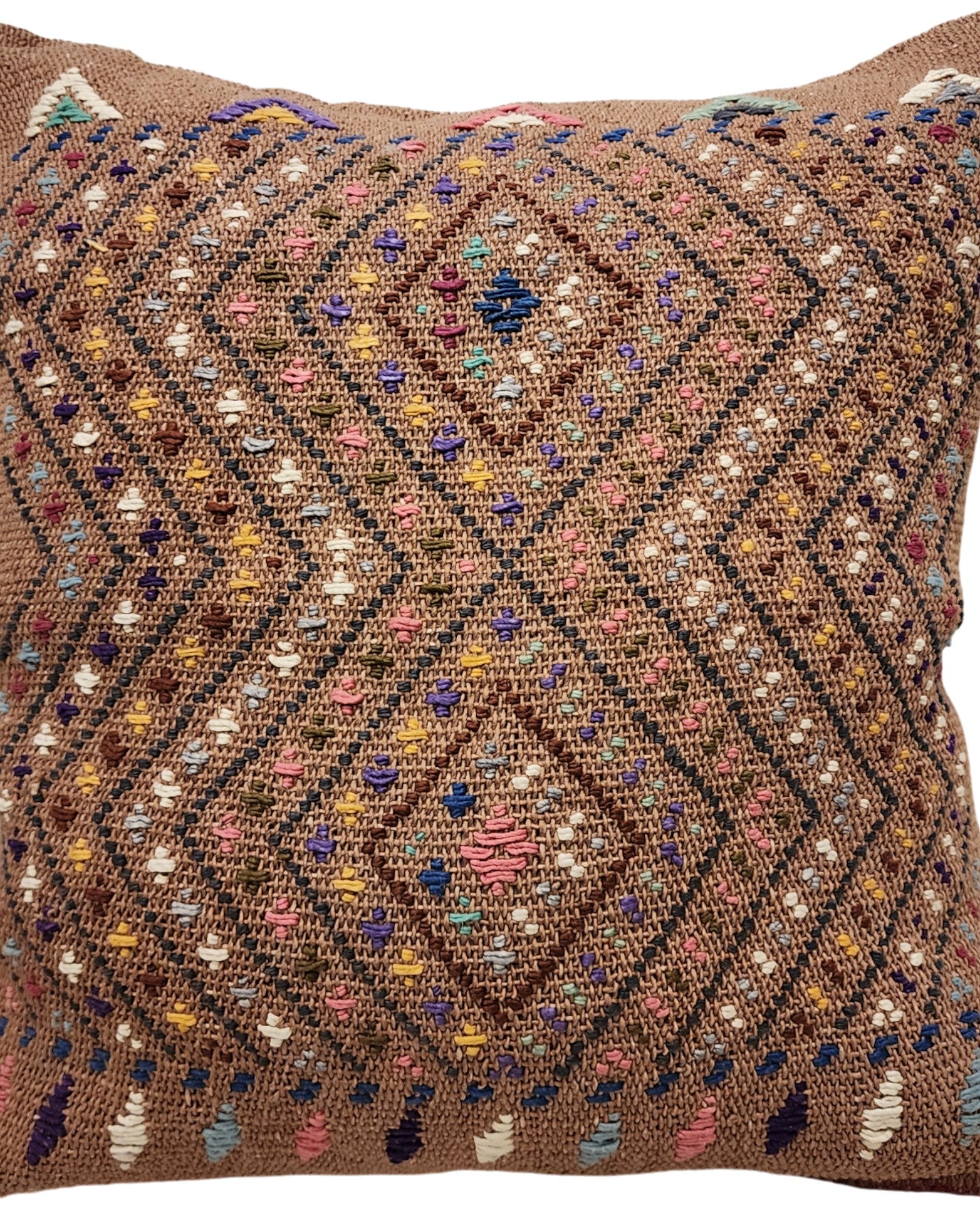 Handwoven Waist Loom Weave Cushion - Tan