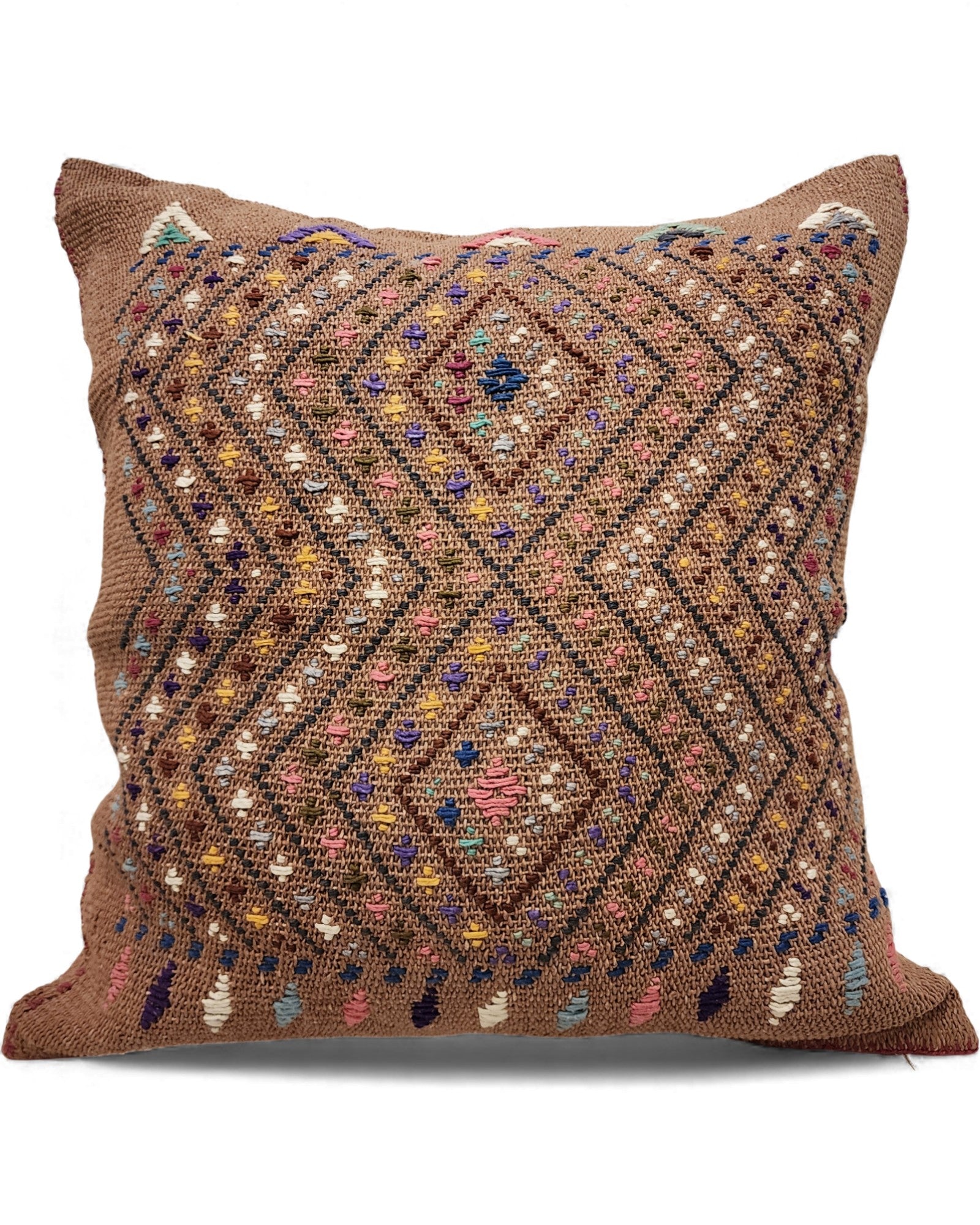 Handwoven Waist Loom Weave Cushion - Tan