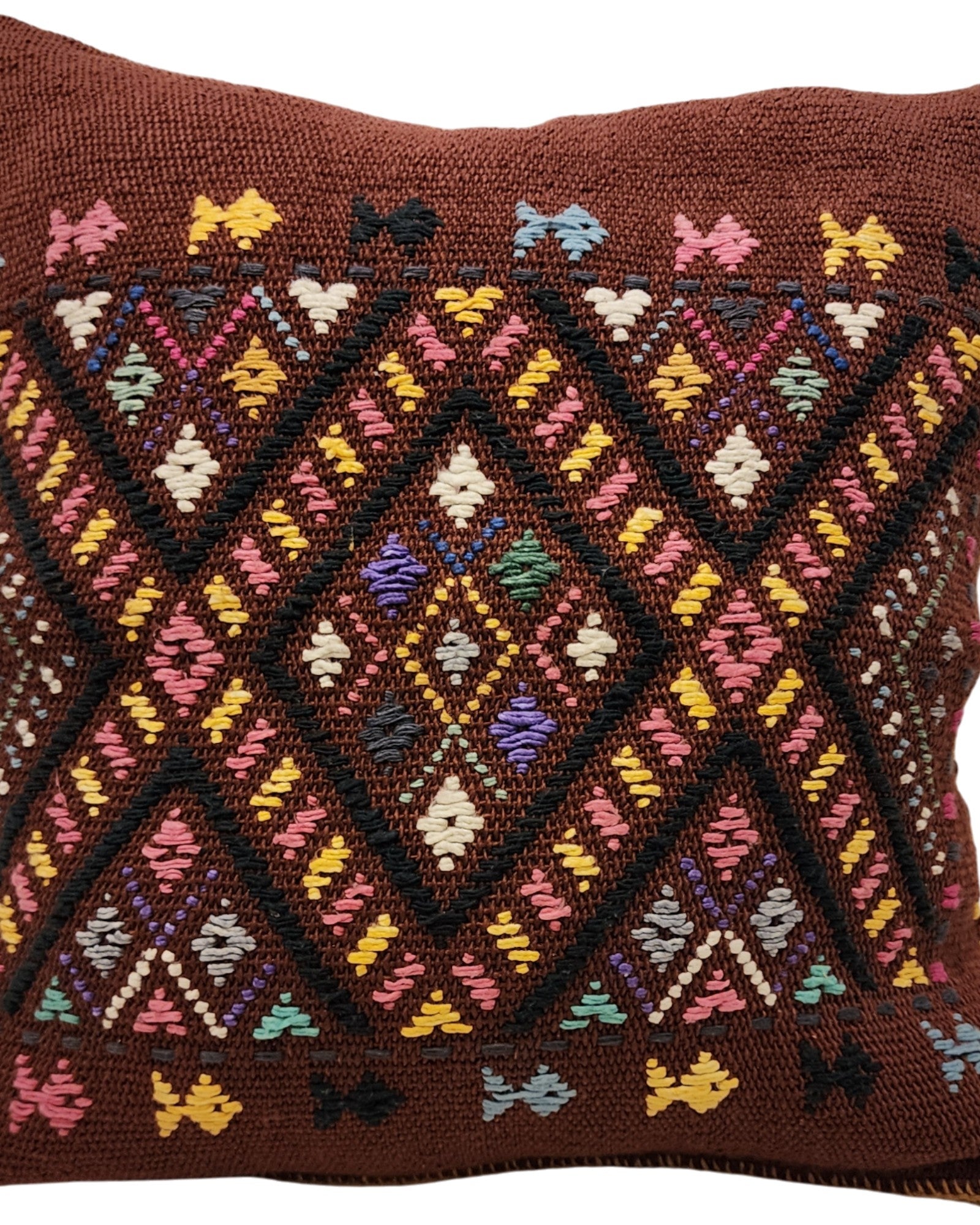 Handwoven Waist Loom Weave Cushion - Dark Brown