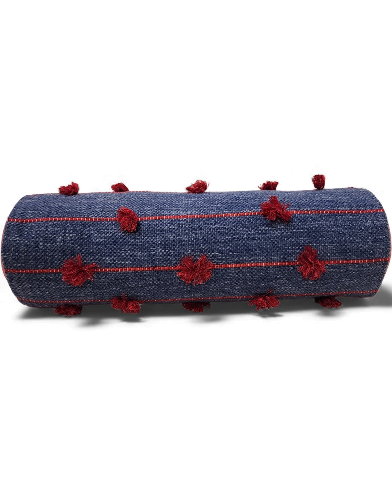 Cylindral Bolster Pillow - Deep Blue & Red