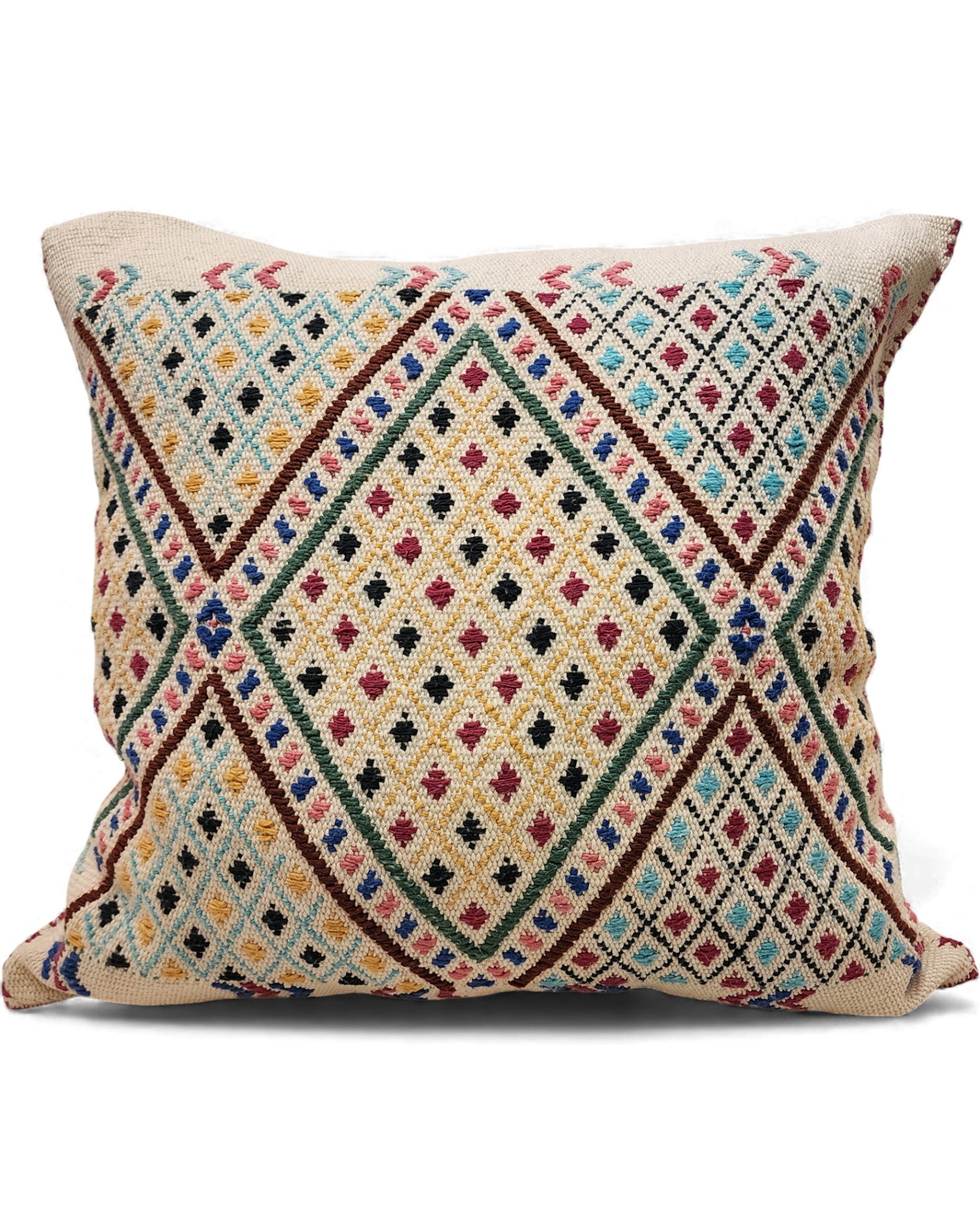 Handwoven Waist Loom Weave Cushion- Baby Yellow & Cream