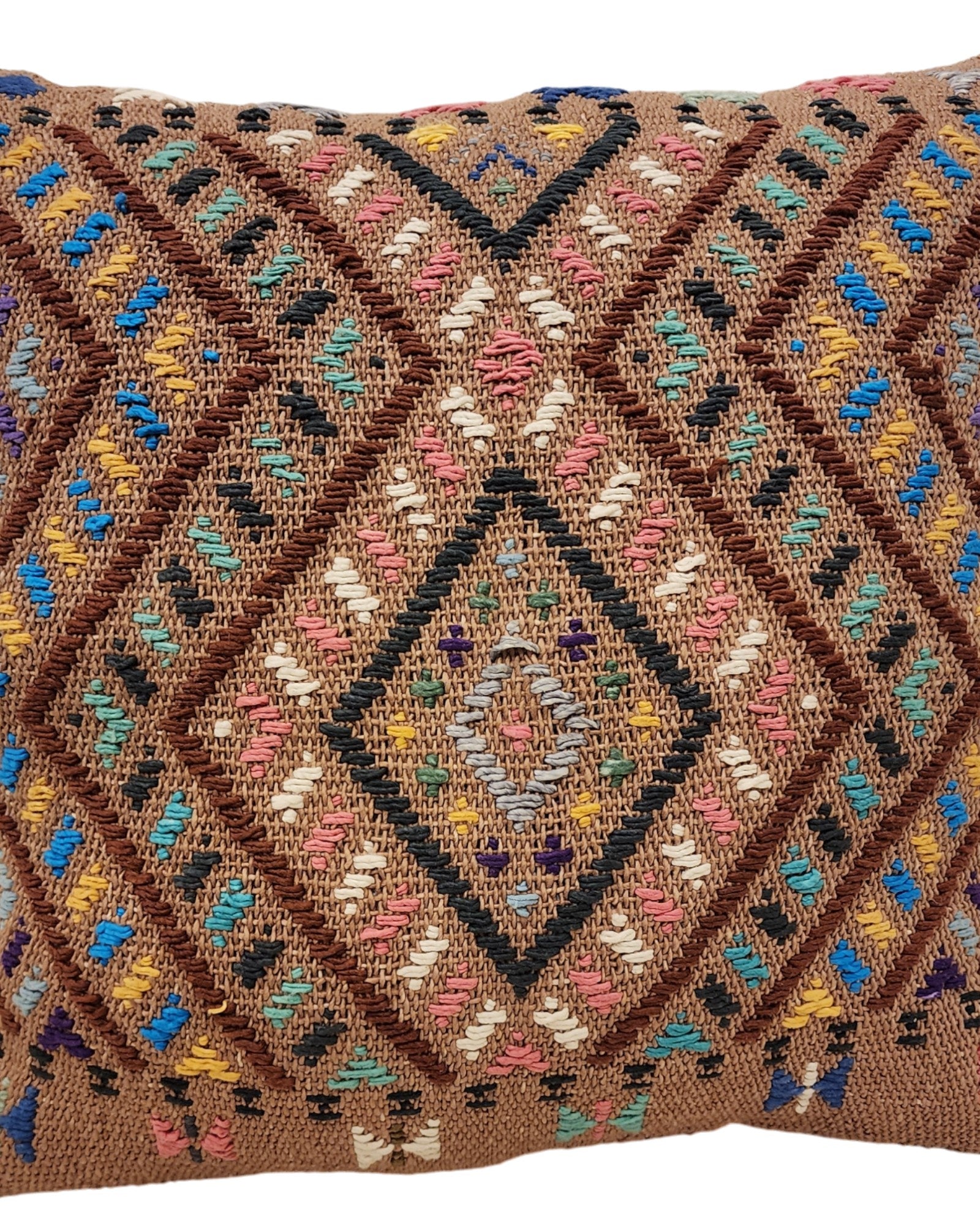 Handwoven Waist Loom Weave Cushion - Tan