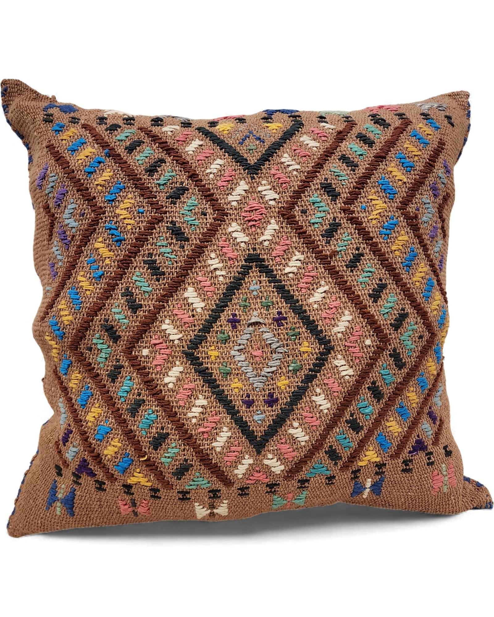 Handwoven Waist Loom Weave Cushion - Tan