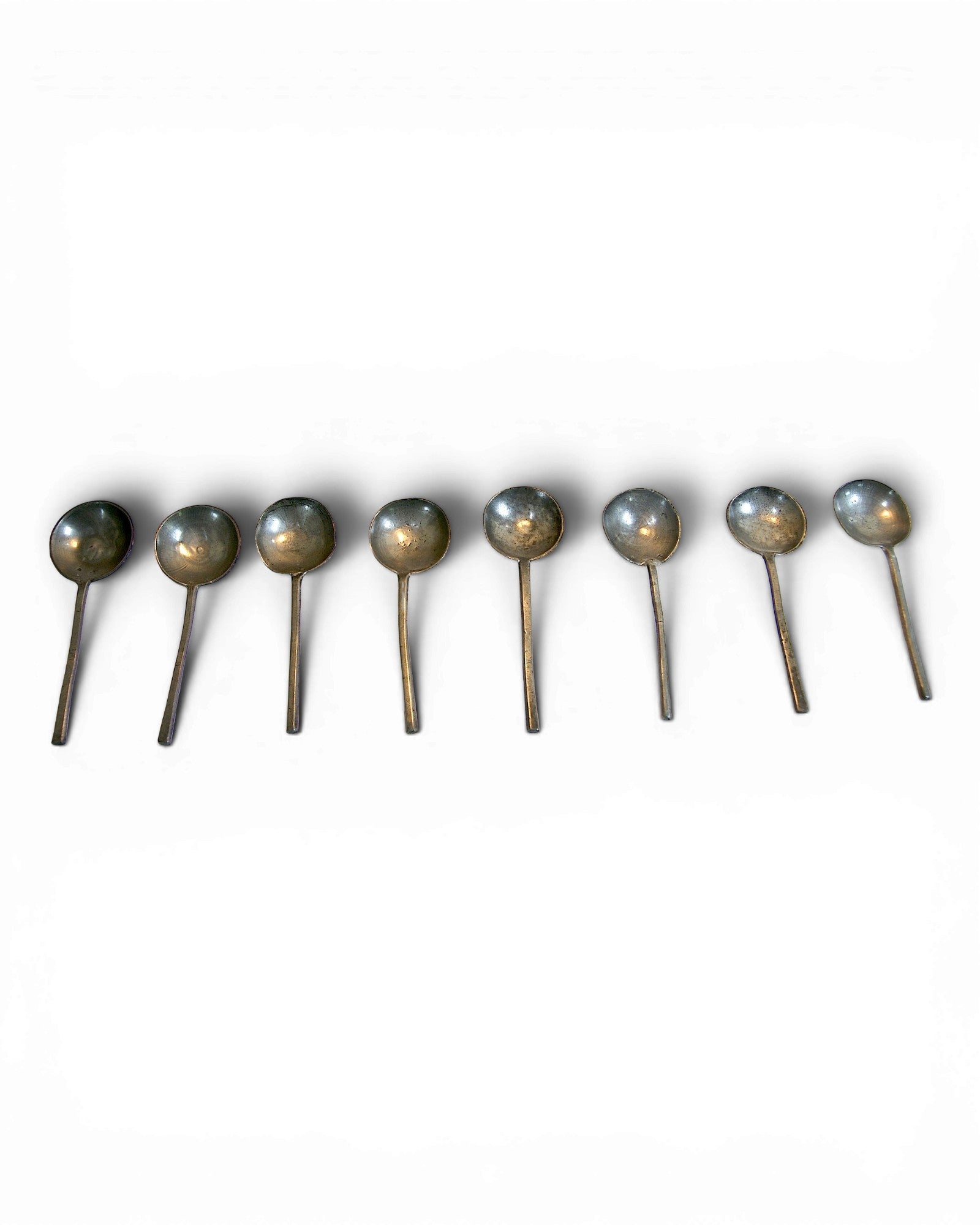 Set of Six Pewter Spoons with Oak Display Rack, Netherlands, c. 1750