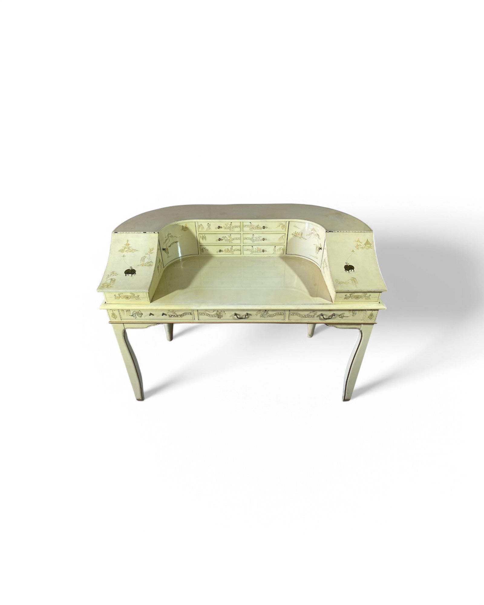 Korean Multi-Drawer Vanity Table Hand Painted, Cream