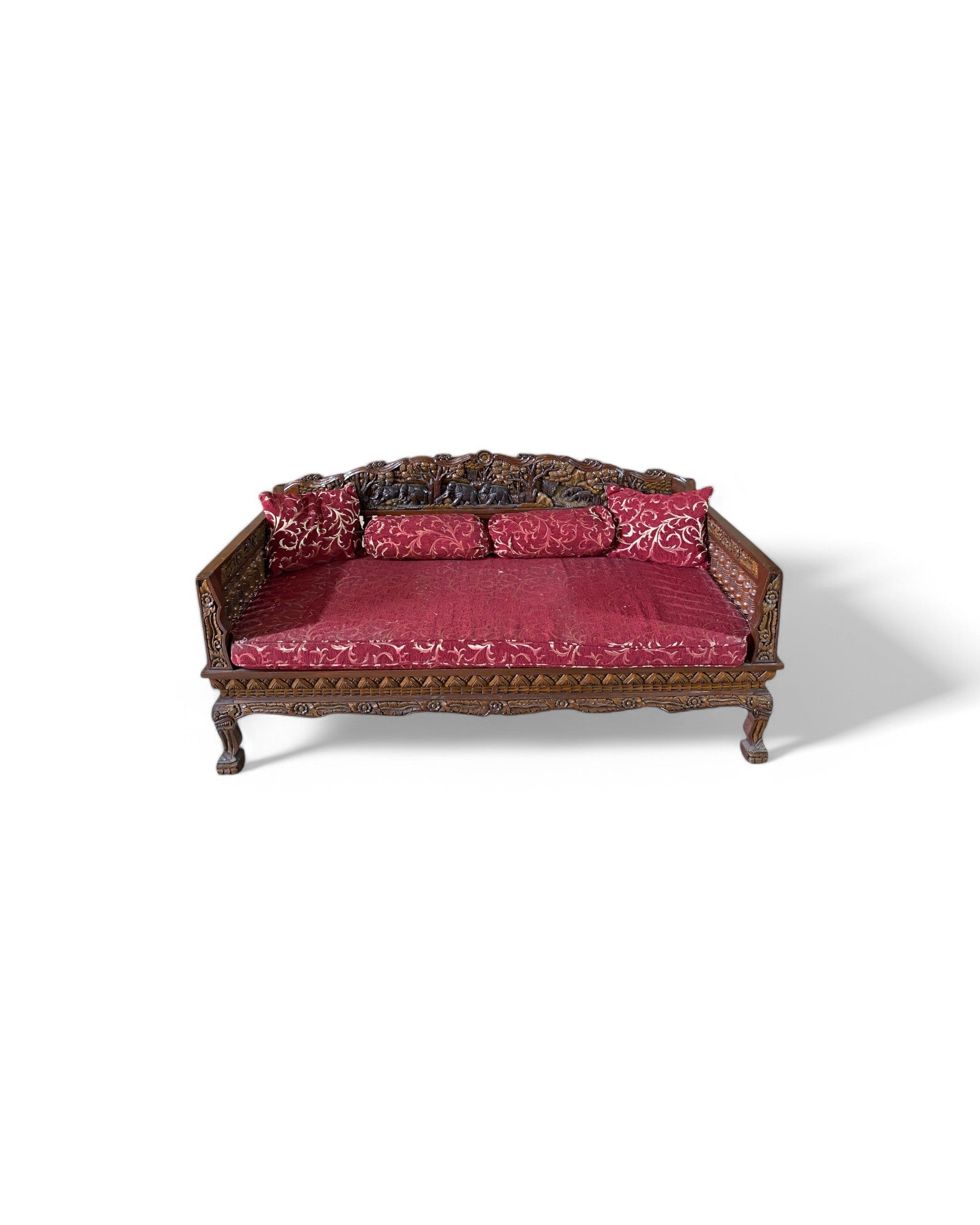 Chippendale Craftsman Forest Carving Scene Daybed