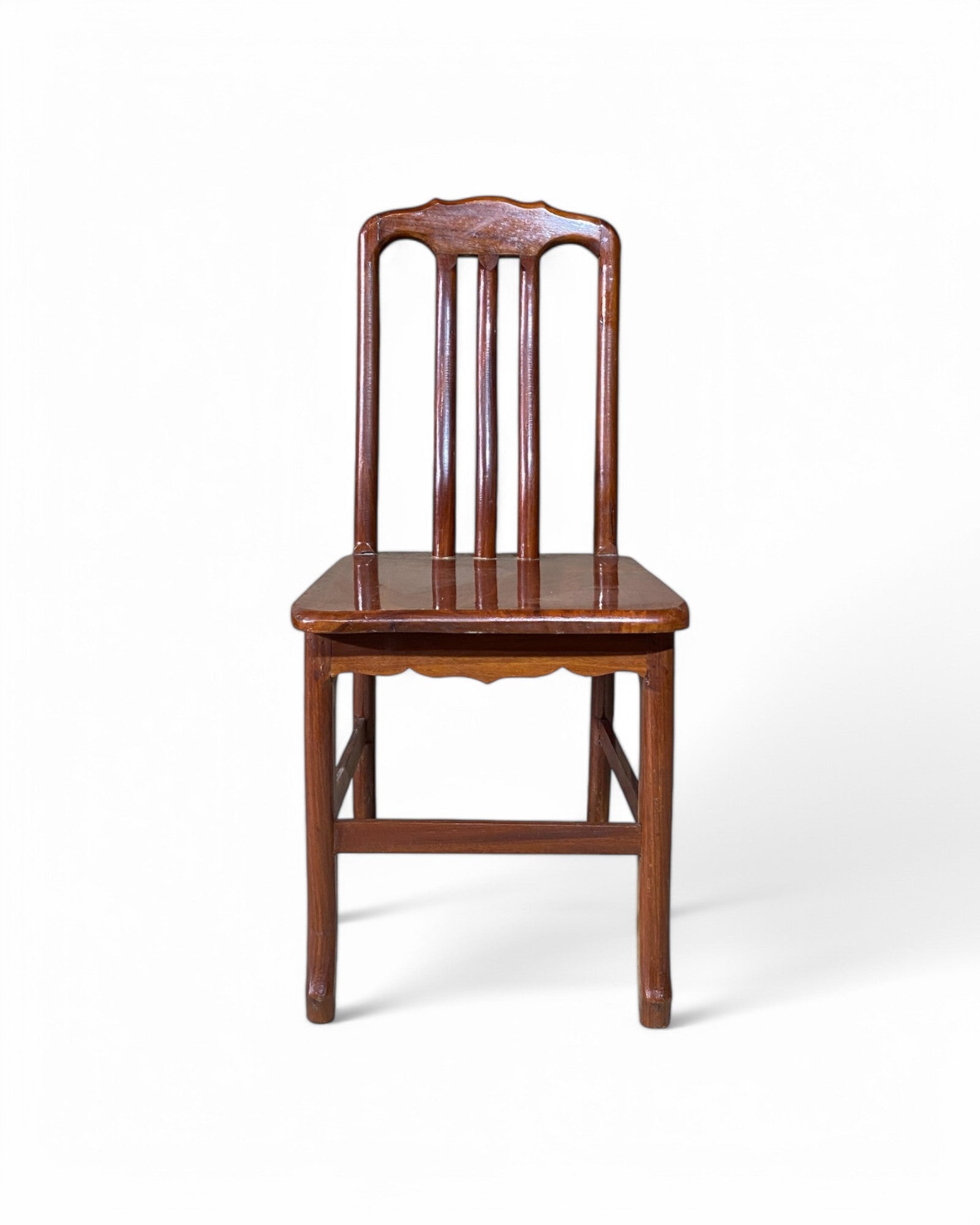 Thai Carved Wooden Dining Chairs with Arched Backrest - Set of 7