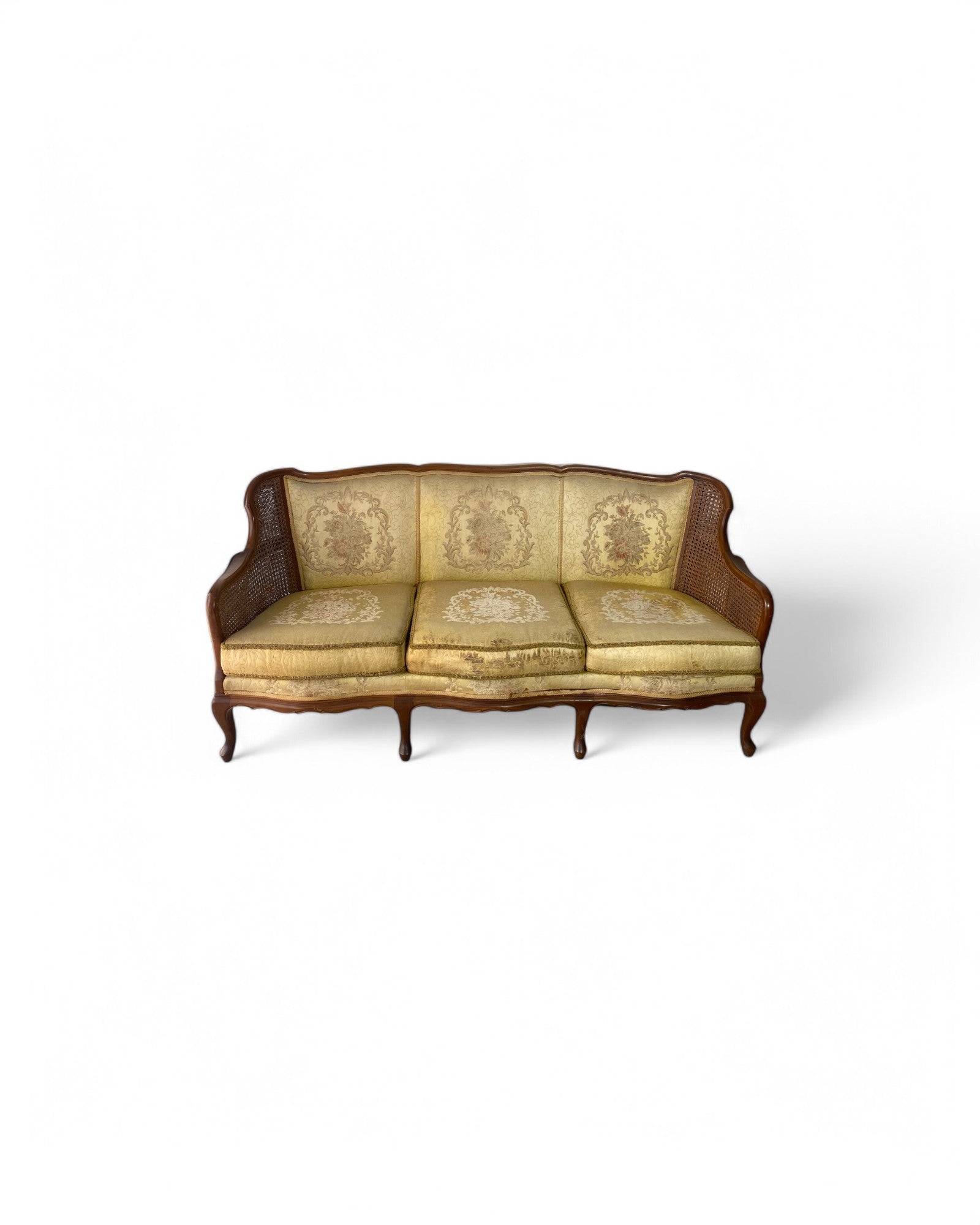Classic Louis XV-Style Caned Berg√®re Sofa
