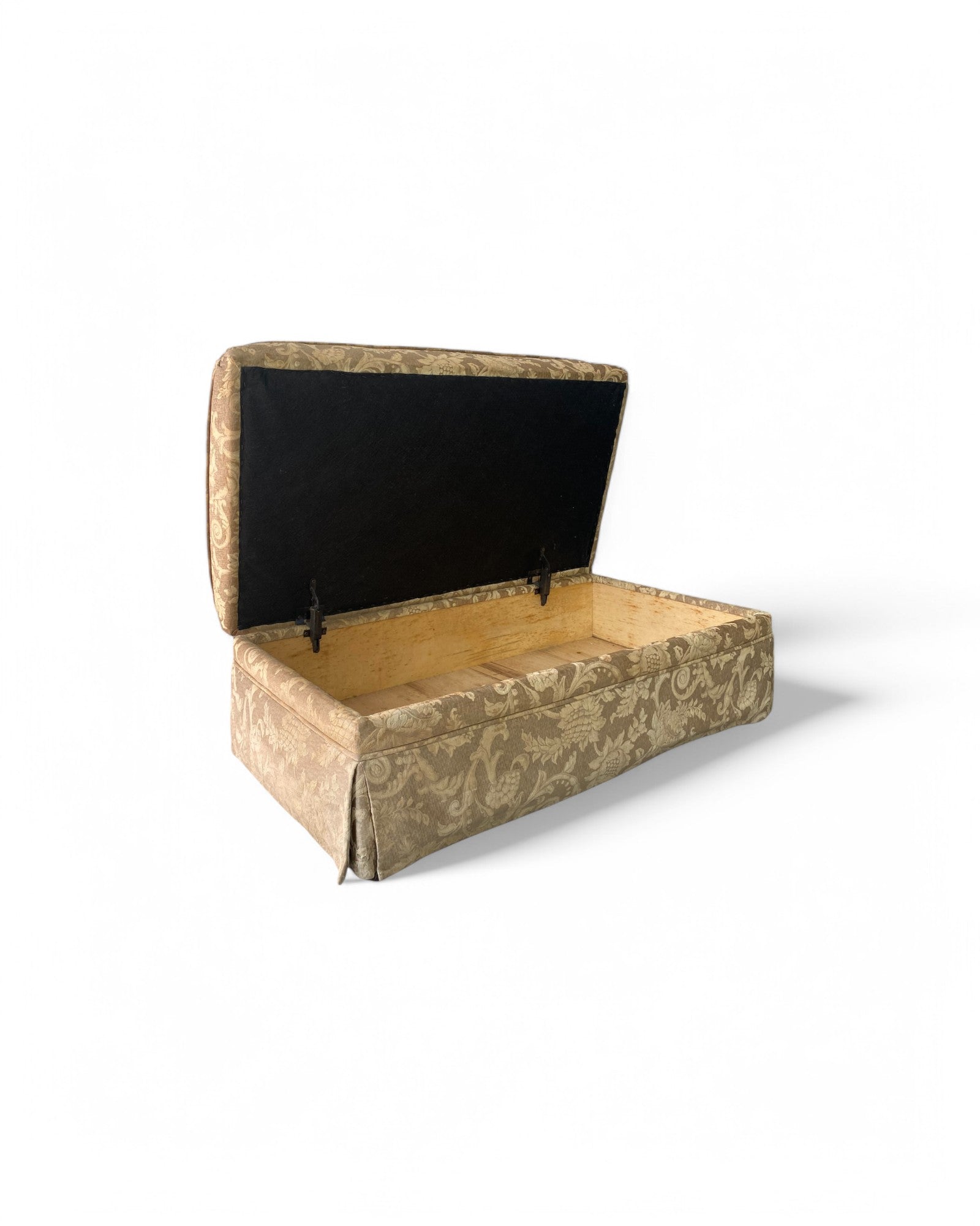 Plant Vine Patterned Fabric Ottoman