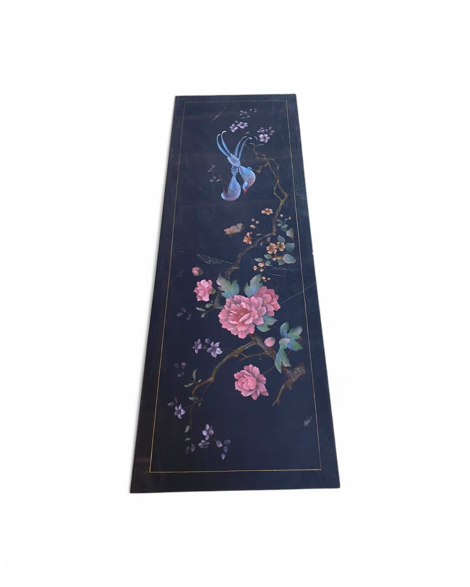Hand-Painted Floral Lacquer Cabinet
