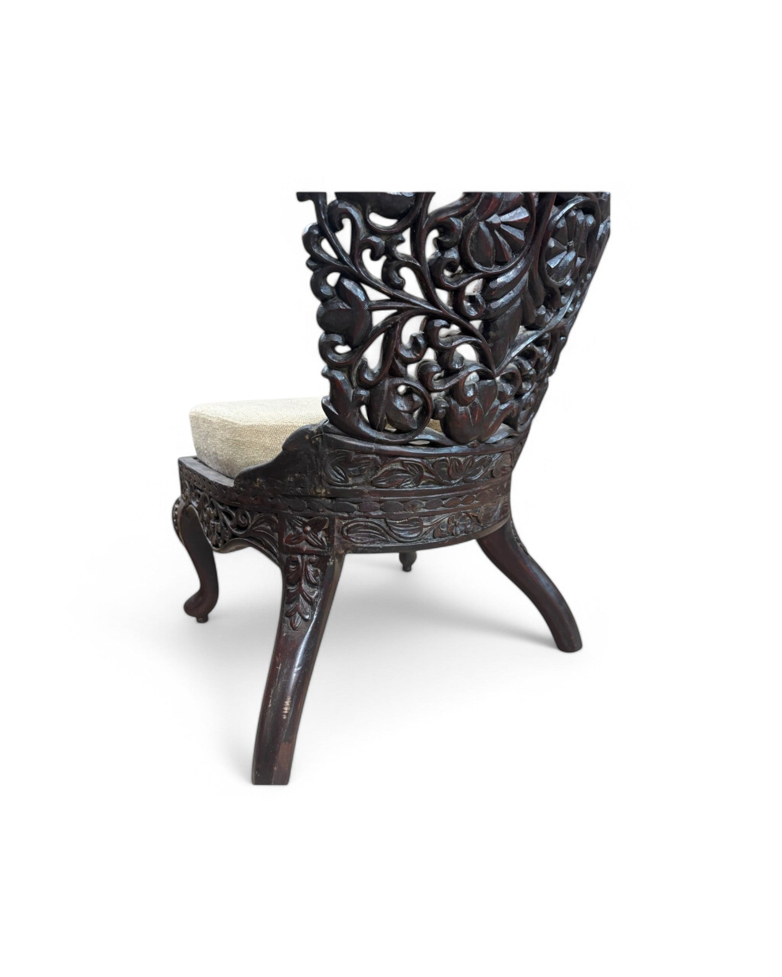 Anglo-Indian Teak Carved Lounge Chair - Set of 2