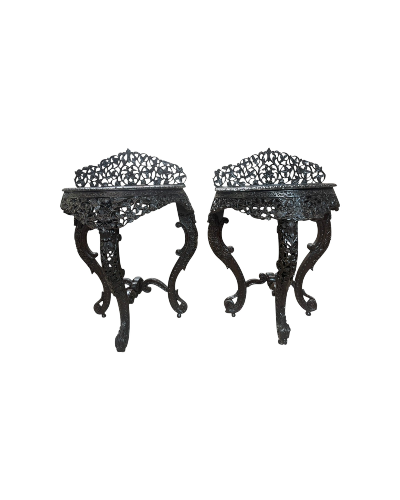 Royal Anglo-Indian Rosewood Carved Consoles - Set of 2