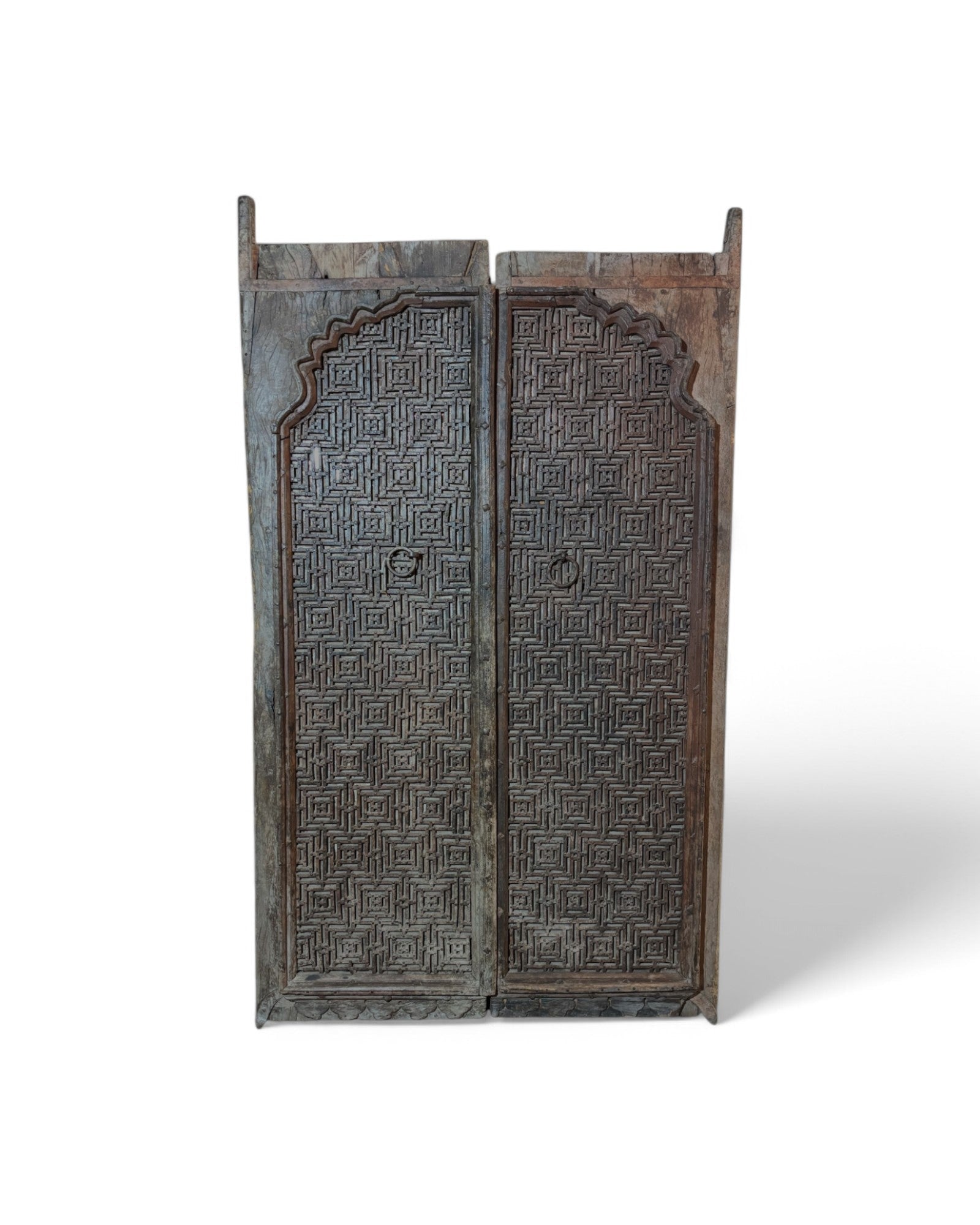 Rajasthani Teak & Steel Embellished Antique Temple Door