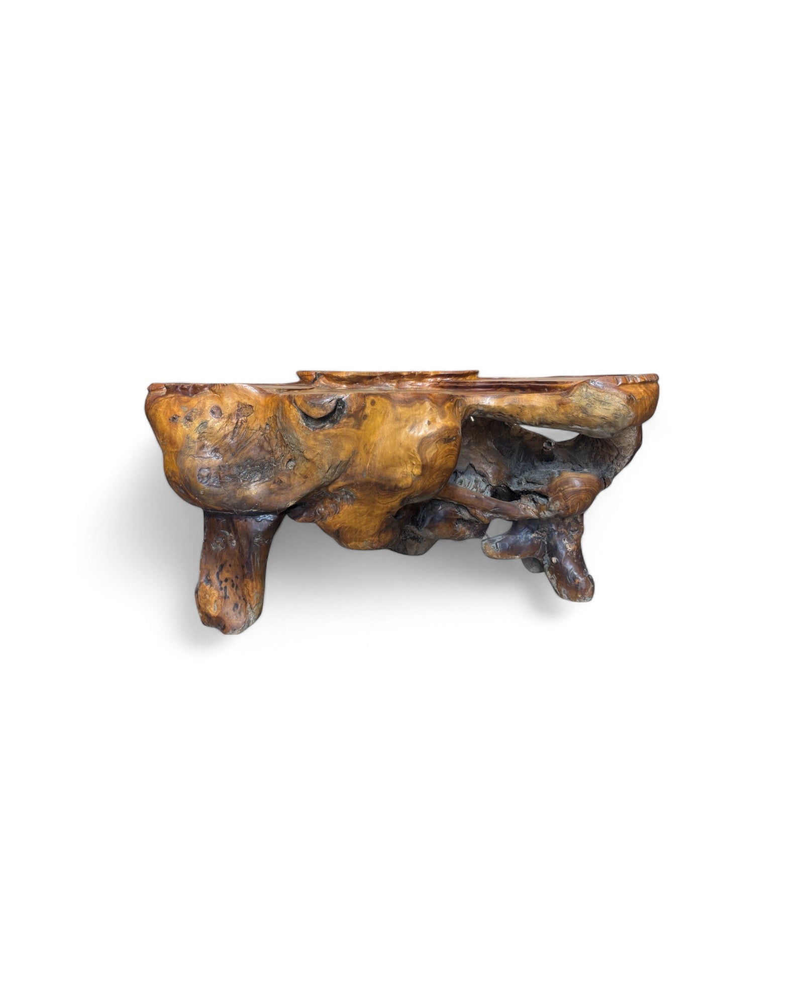 Natural Wood Carved Zhang Tea Table Station