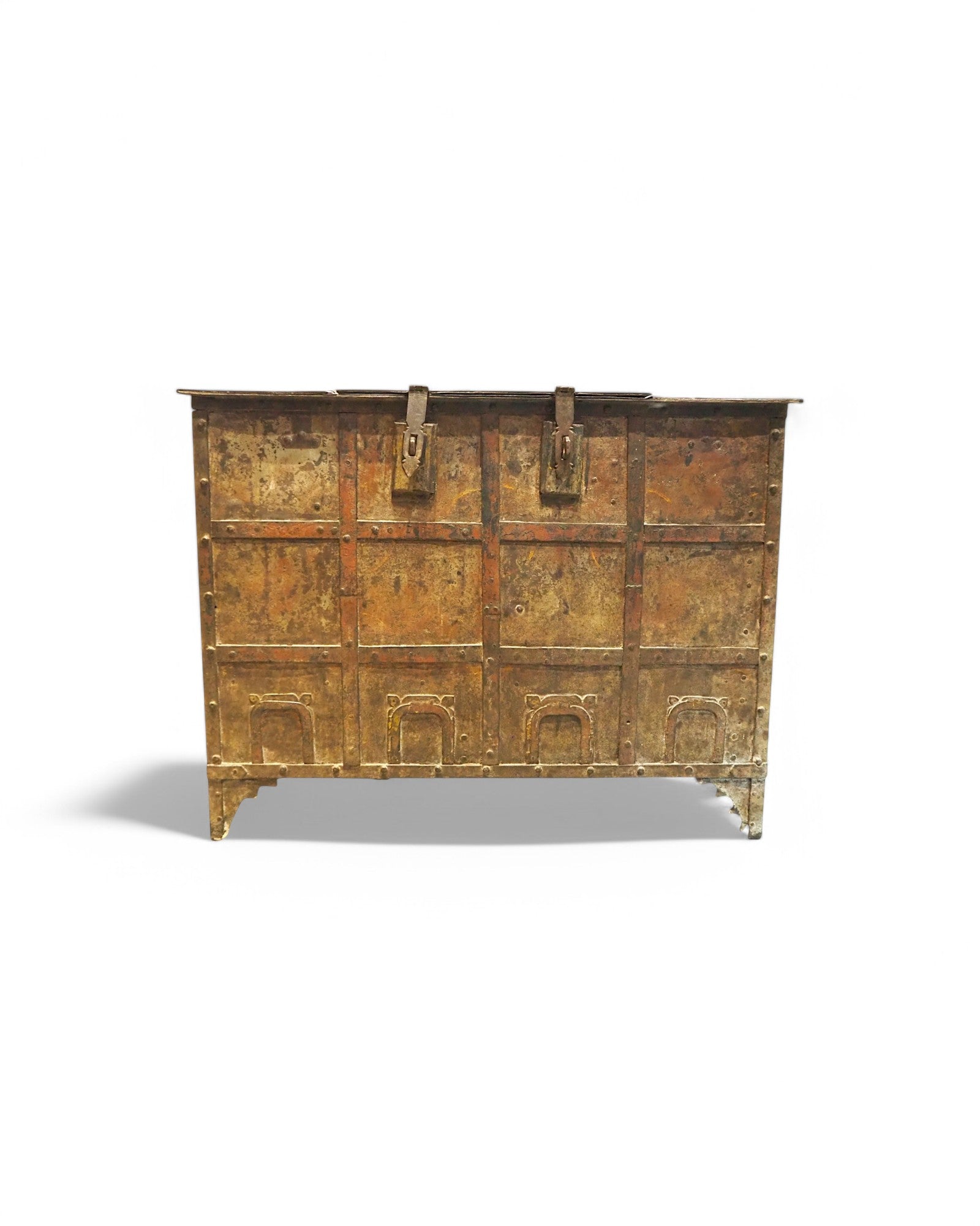 Gujarat Iron Plated Pitara Storage Chest 1980s