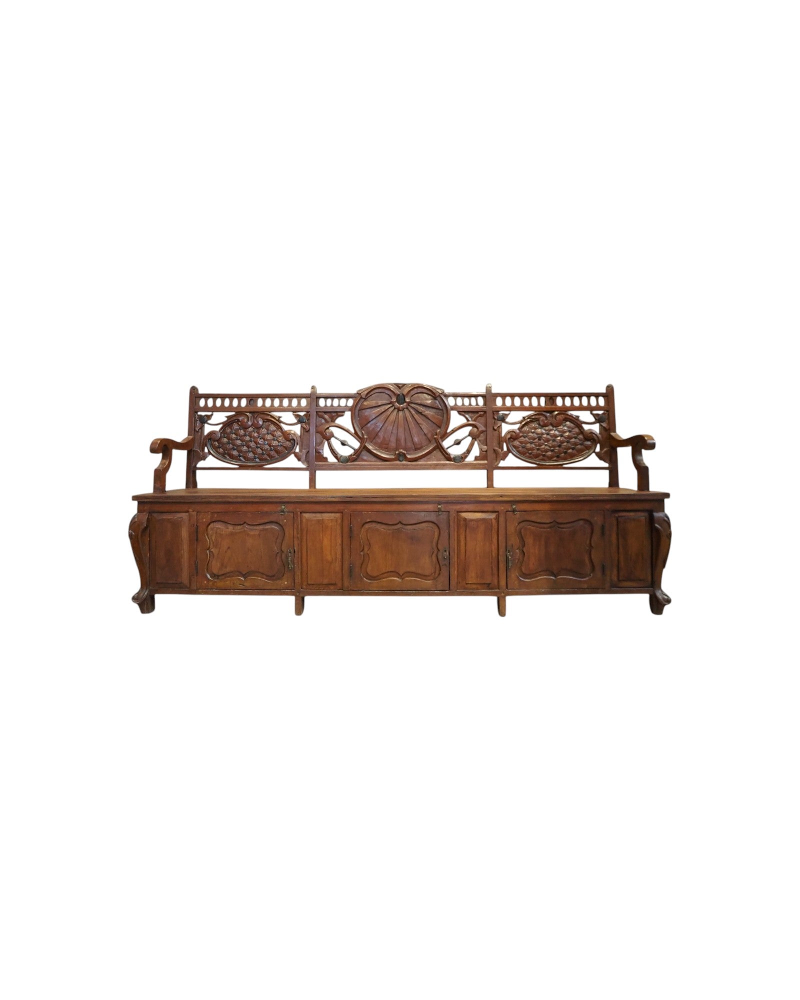 1920s Royal Colonial Carved Storage Bench