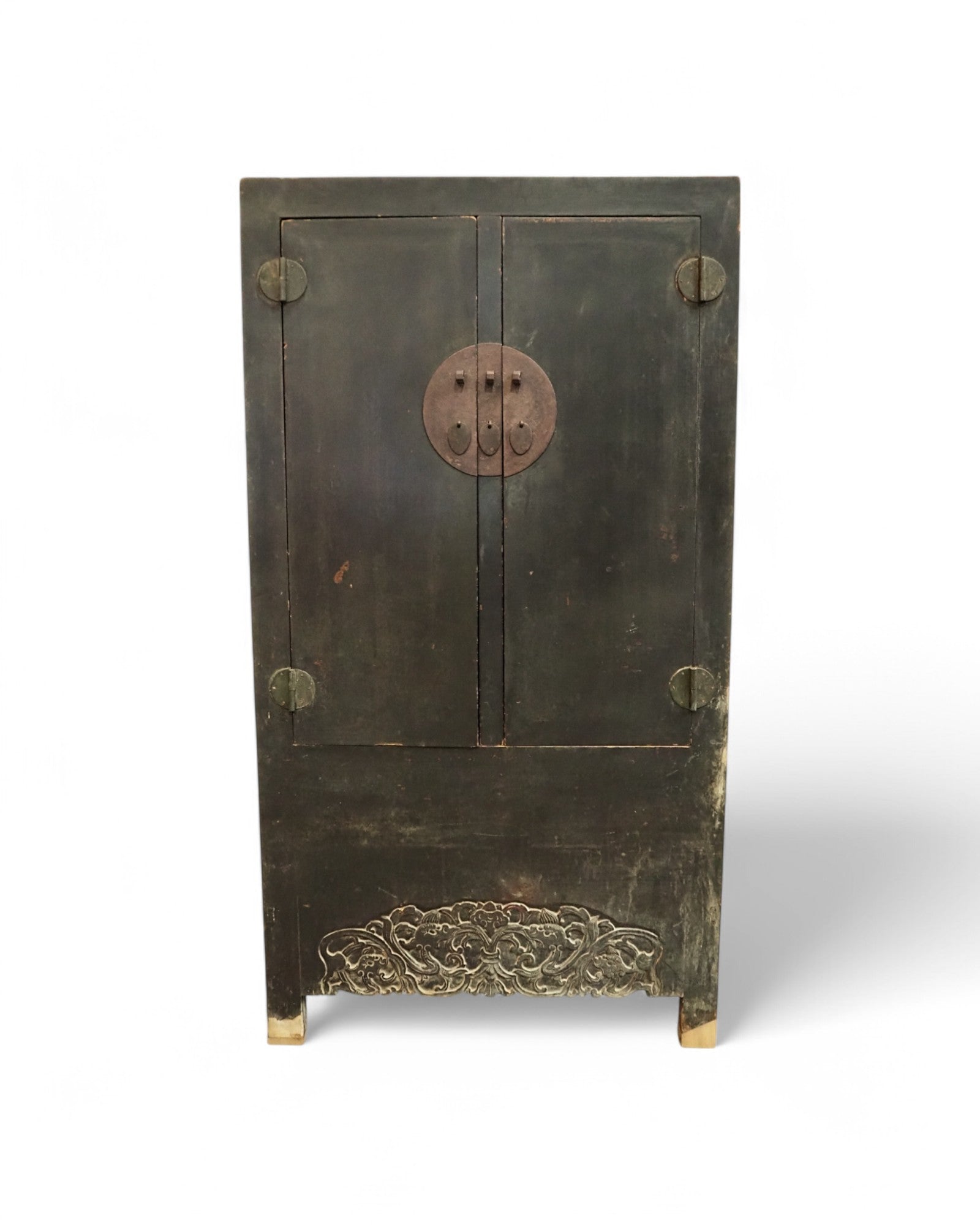 Mid-Qing Dynasty Antique Black Elm Chinese Clothing Cabinet