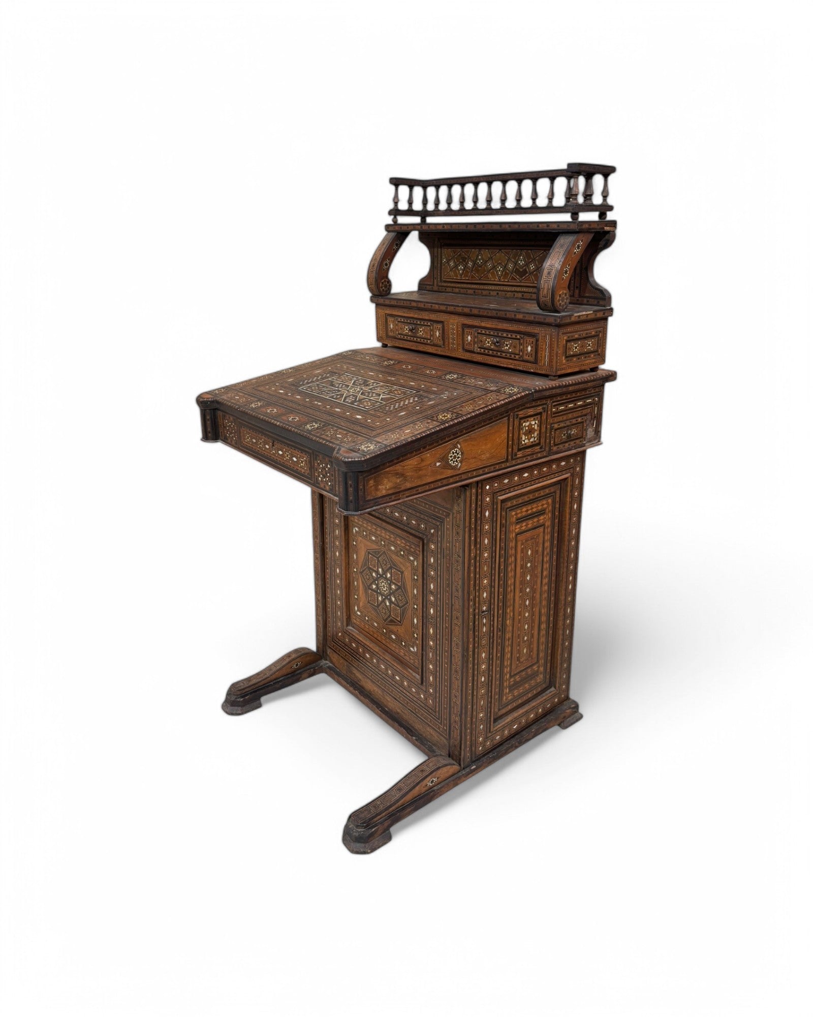 Moorish-Style Colonial Davenport Writing Desk