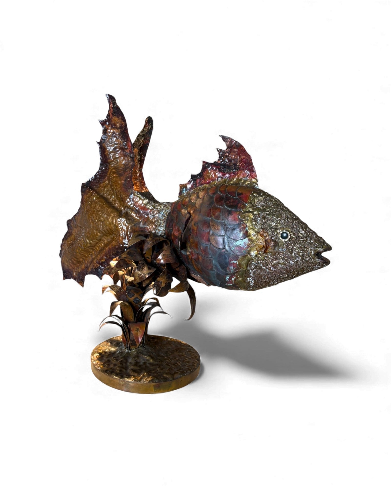 Irredescent Handcrafted Metal Fish Lamp Surround Living - 16